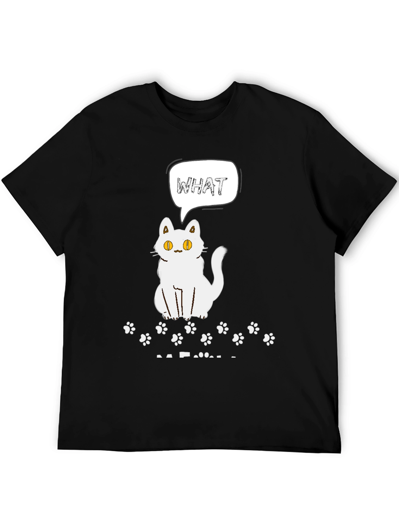Black Funny Cat What T-Shirt for Men view 5
