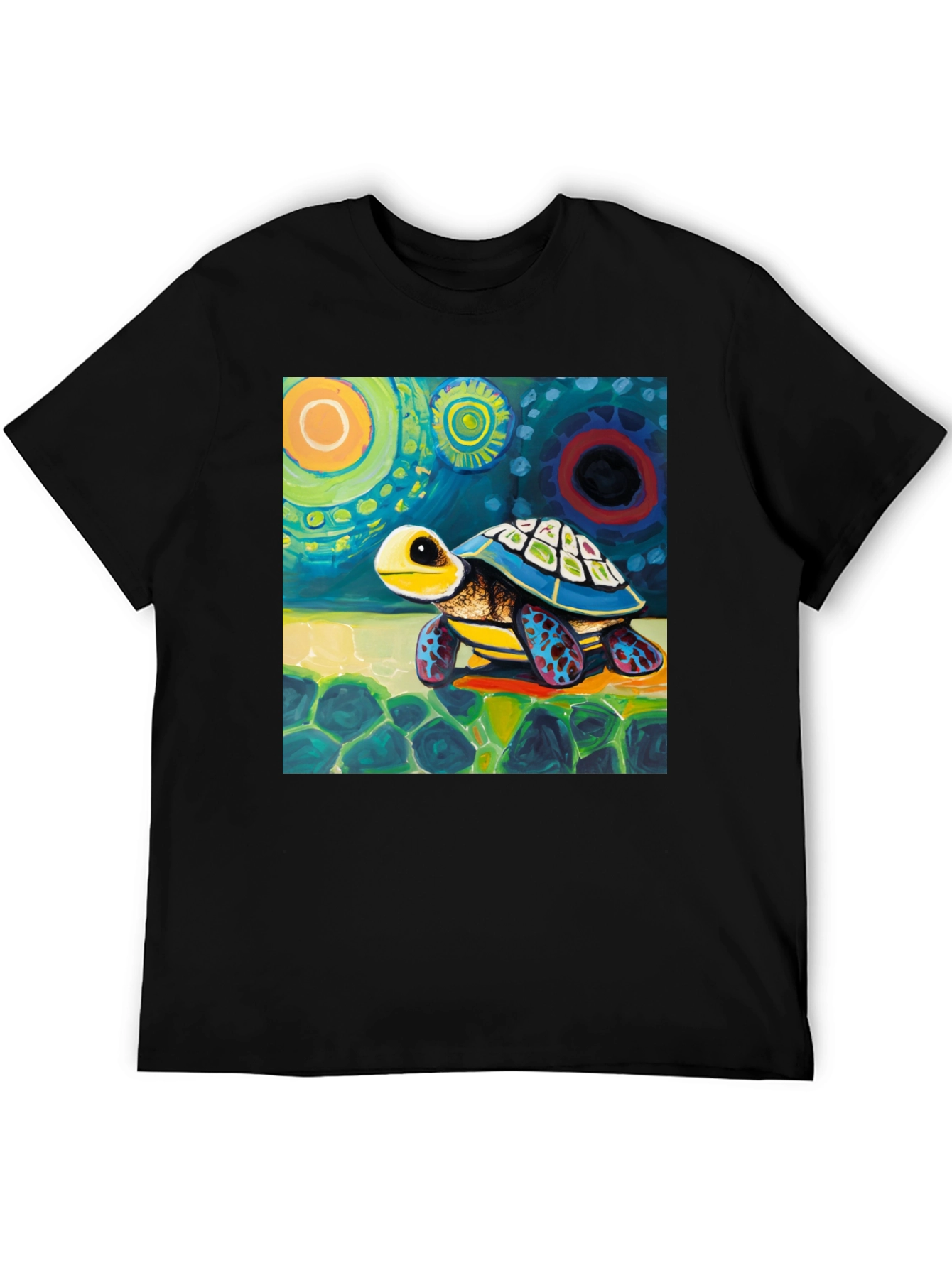 Black Artistic Turtle Graphic Tee - Unique Design view 5