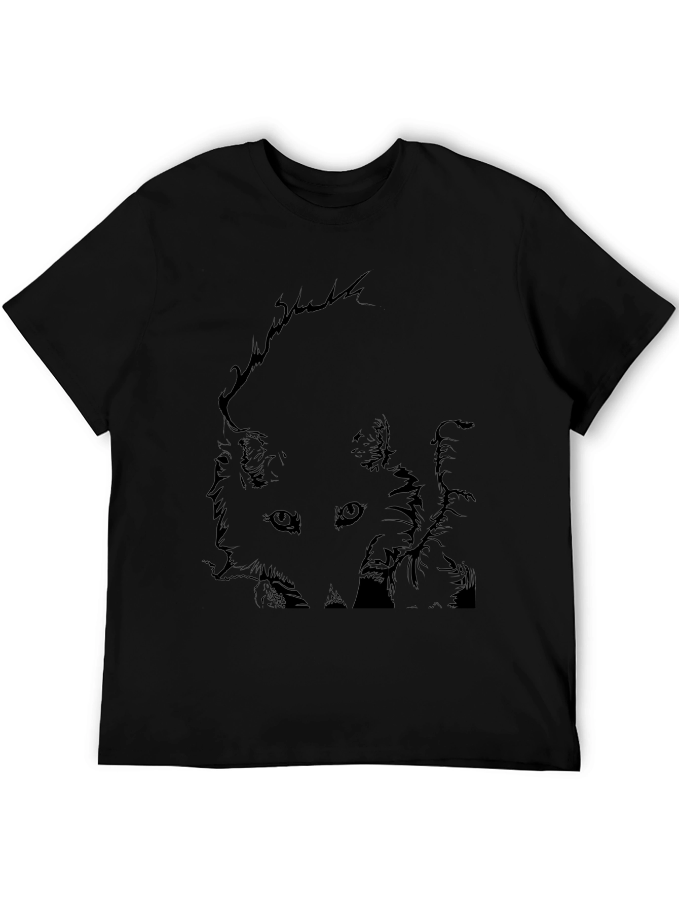 Black Black T-Shirt with Fox Graphic Print for Men view 5