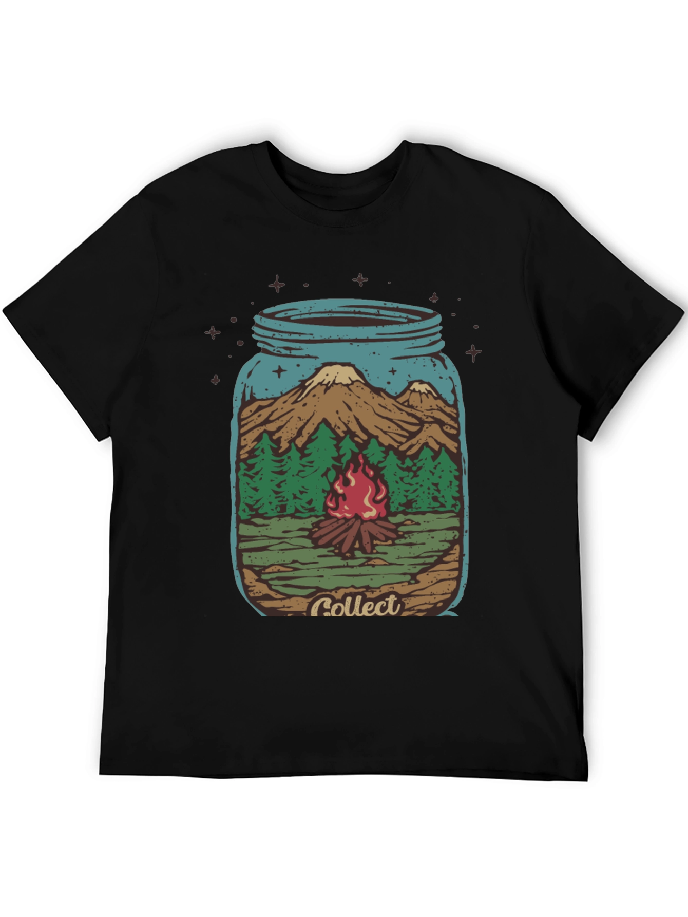 Black Camping Jar Graphic T-Shirt - Black view 5