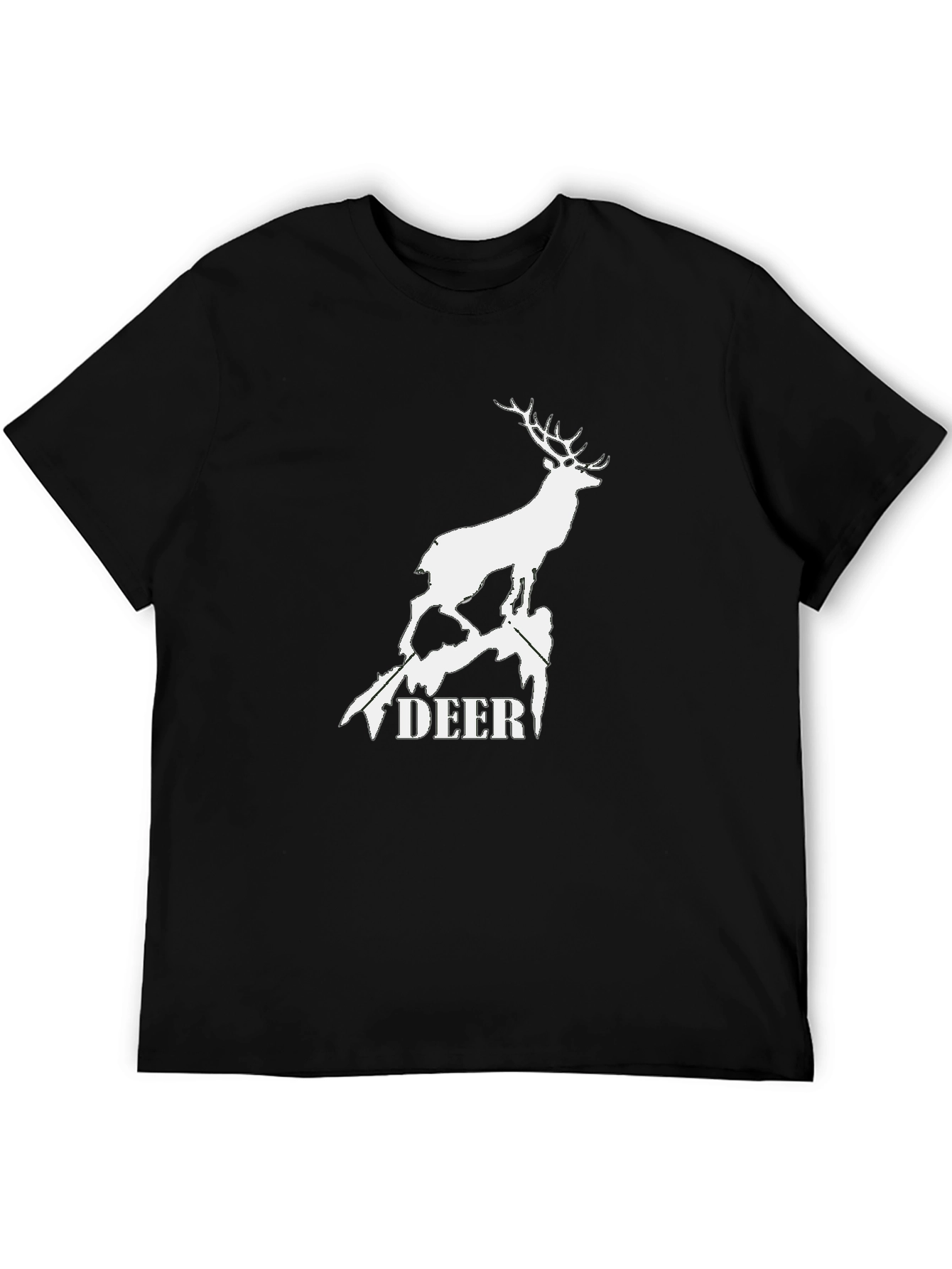 Black Deer Graphic Tee - Black Cotton T-Shirt view 5