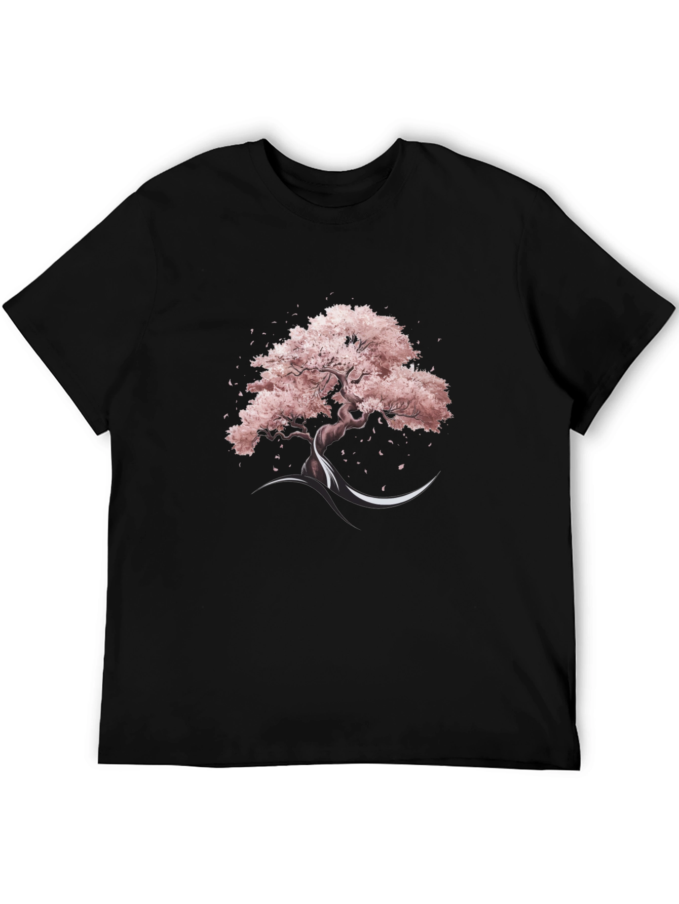 Black Sakura Tree Graphic Tee - Black Cotton Blend view 5