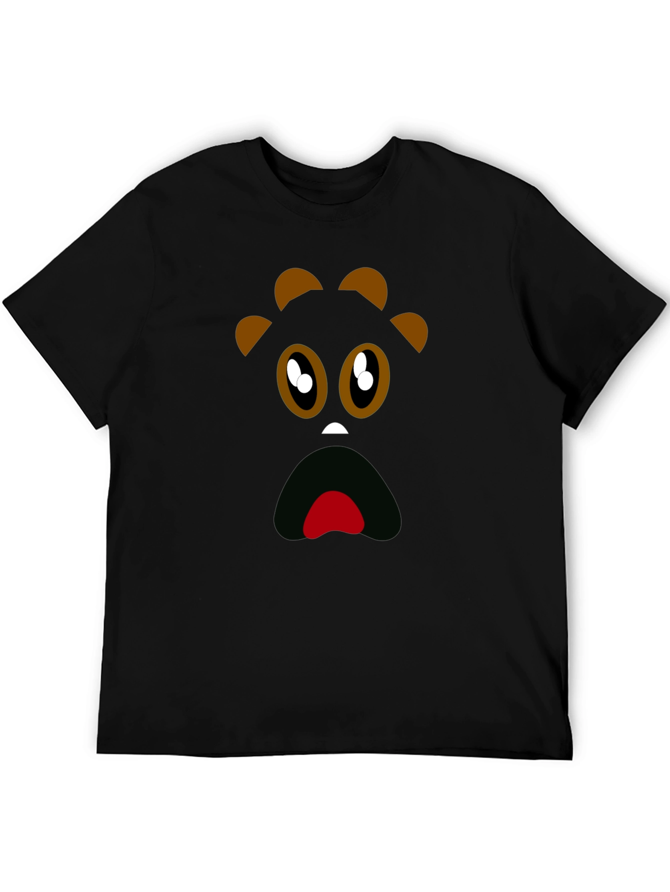 Black Funny Monster Face Black T-Shirt view 5