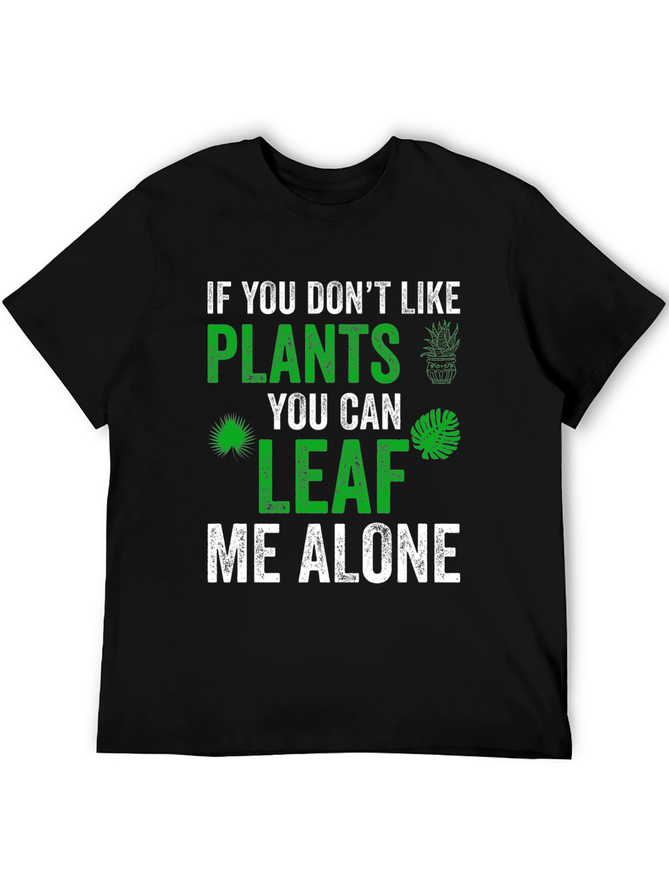 Black Plant Lover Graphic Tee - Leaf Me Alone view 5