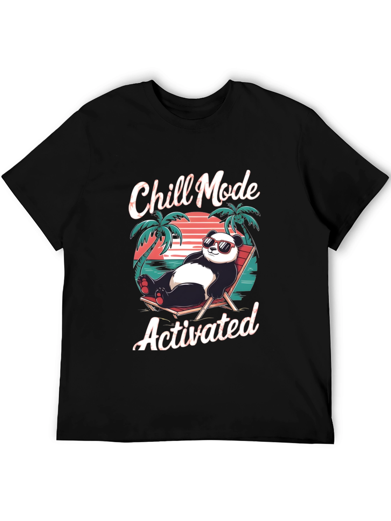 Black Chill Mode Panda T-Shirt: Relaxed Bear Vibes view 5