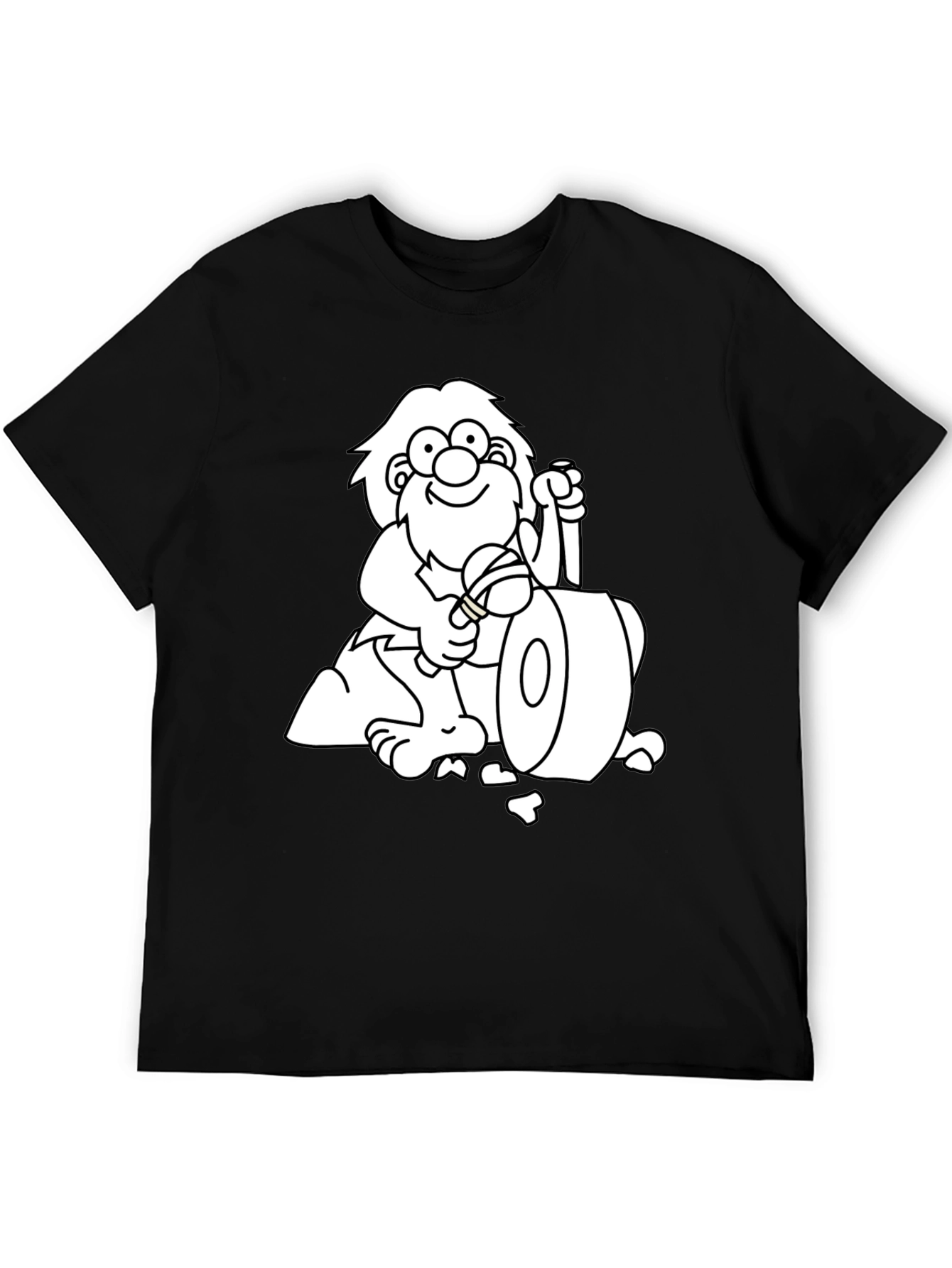 Black Cartoon Caveman Graphic Tee - Black view 5