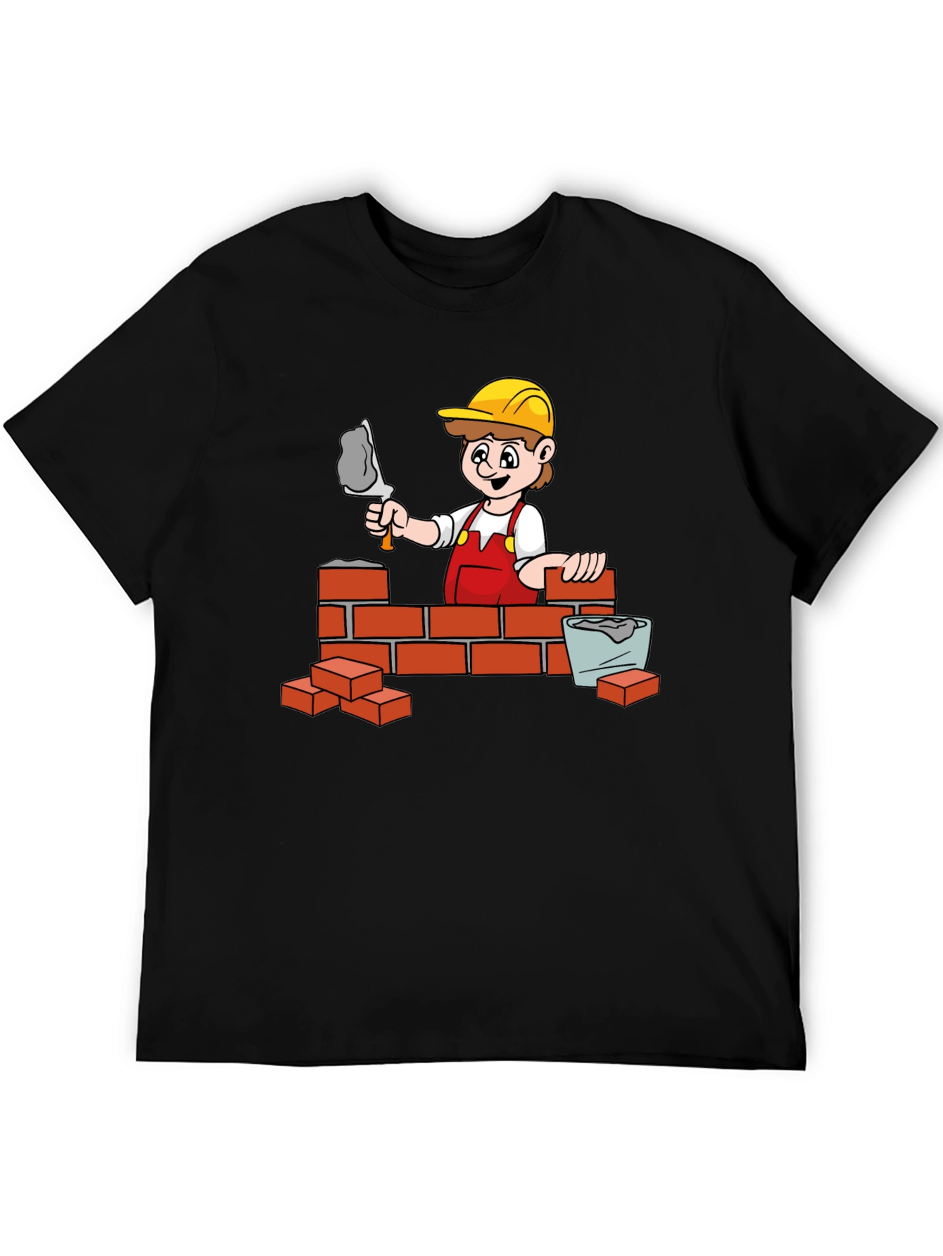 Black Construction Cartoon Graphic T-Shirt view 5