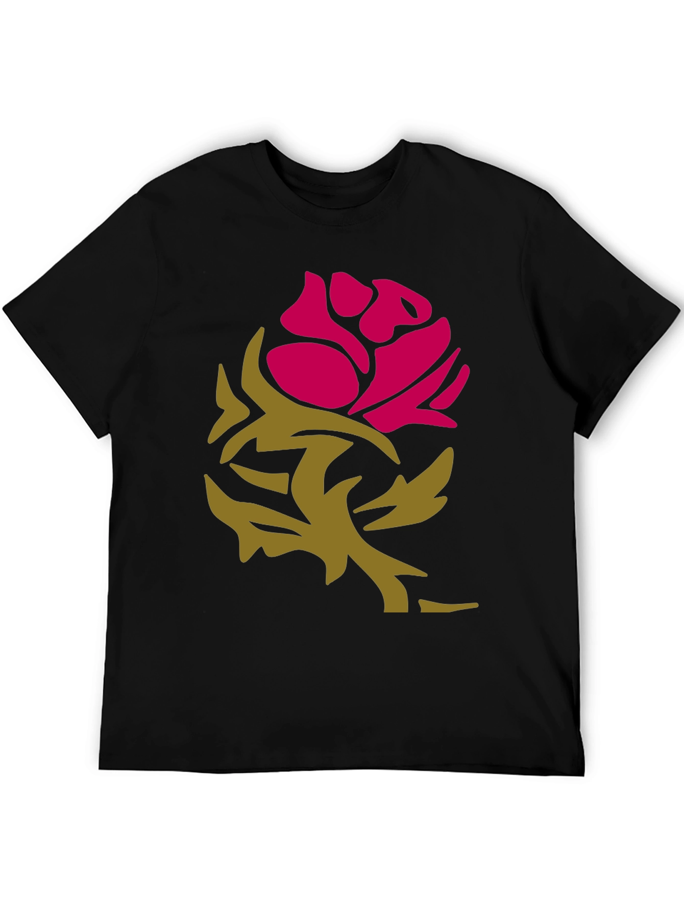 Black Stylish Rose Graphic Black T-Shirt view 5