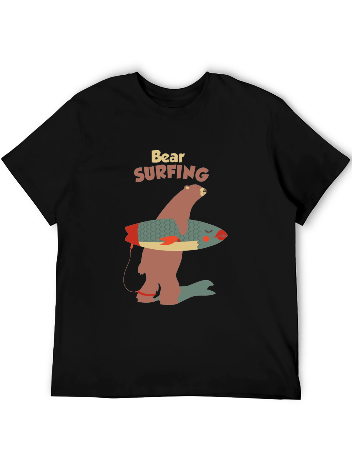 Black Bear Surfing Graphic Tee - Cool Casual Wear view 5