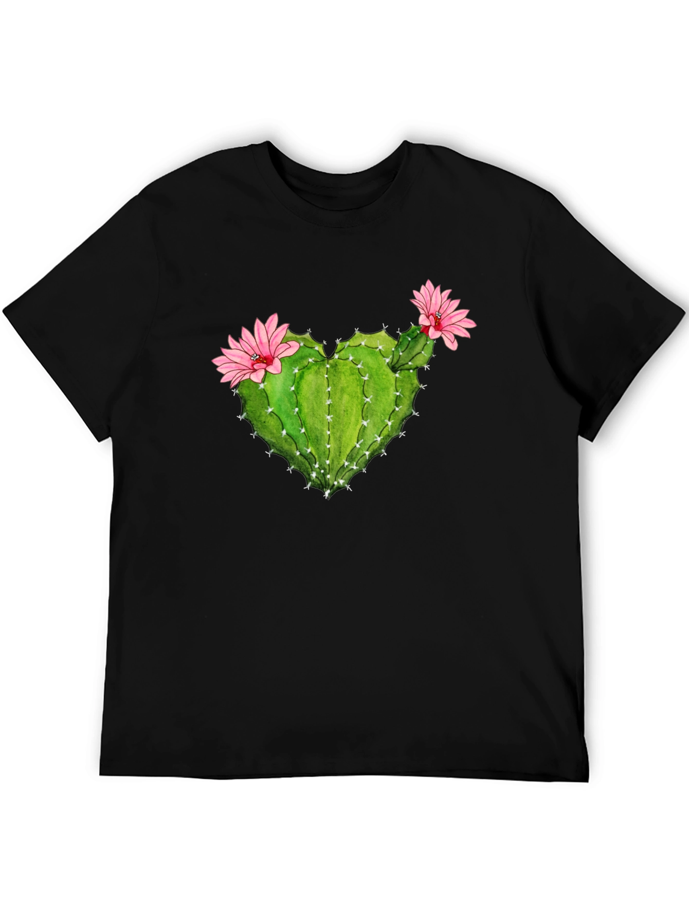 Black Cactus Heart Flower Graphic T-Shirt view 5