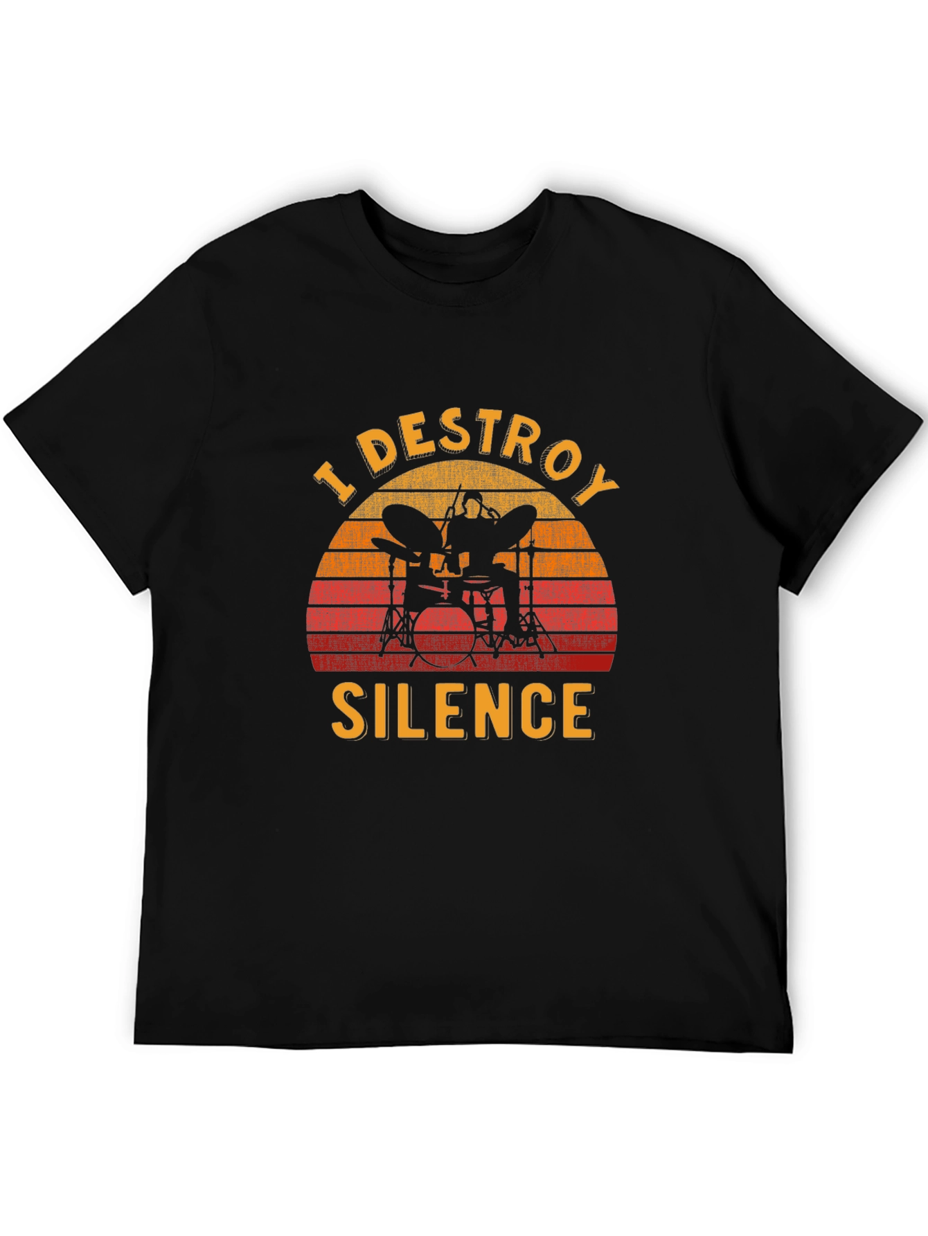 Black I Destroy Silence Drummer T-Shirt view 5