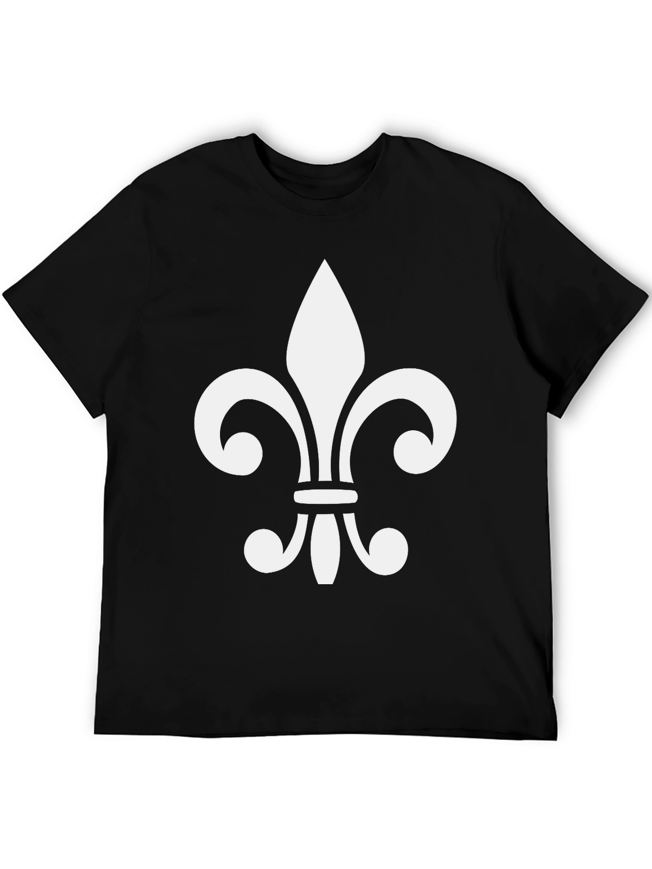 Black Fleur-de-lis Graphic T-Shirt | Casual Black Tee view 5