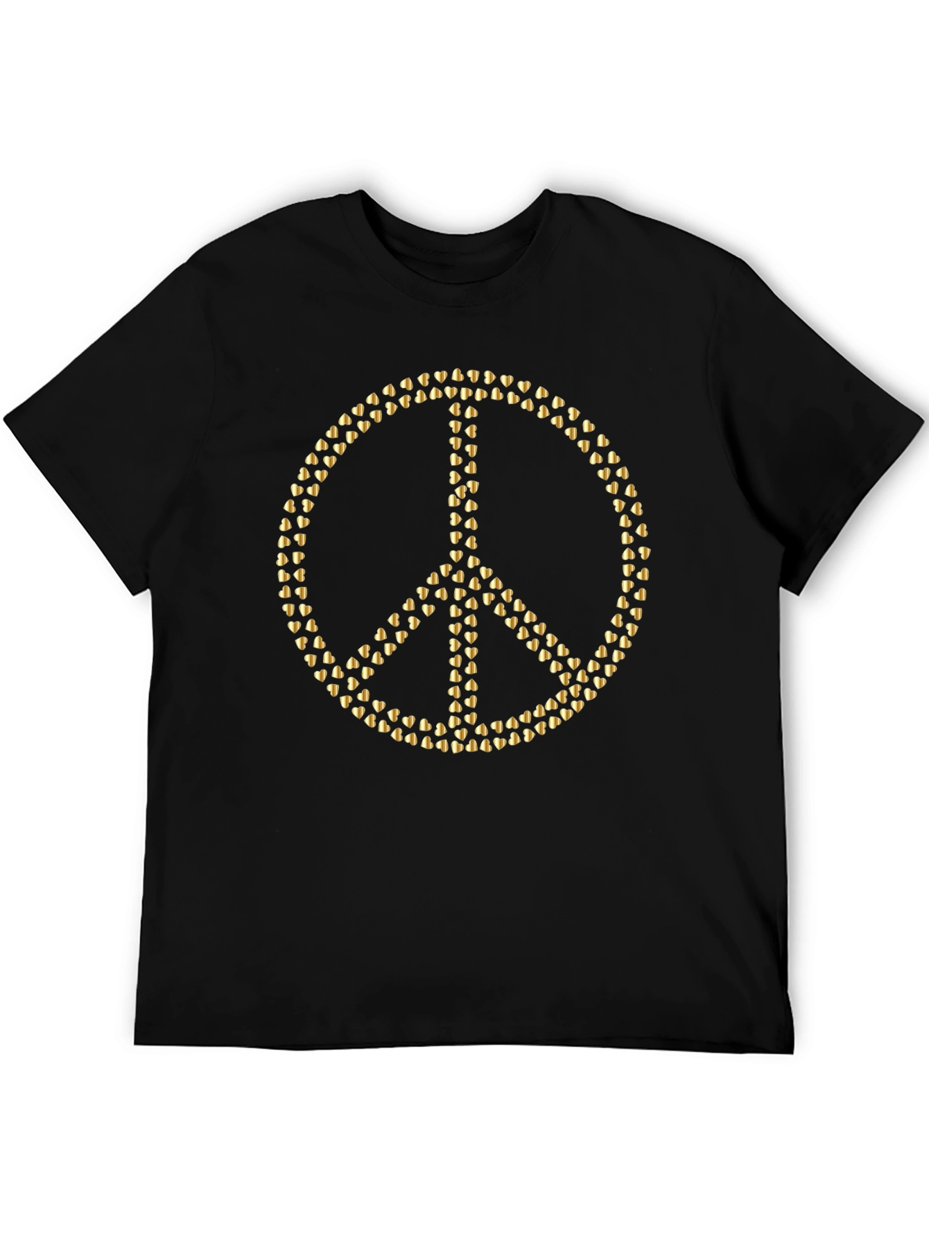 Black Gold Heart Peace Sign Black T-Shirt view 5