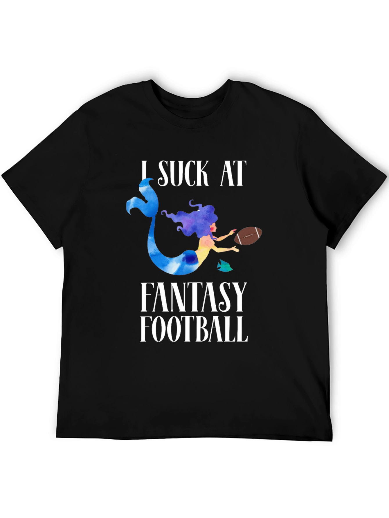 Black Fantasy Football Mermaid Graphic T-Shirt view 5