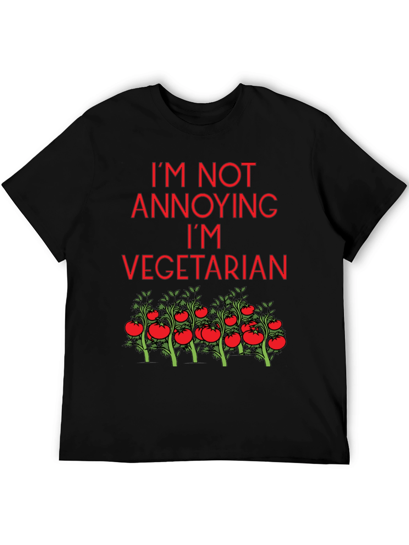 Black Funny Vegetarian Tomato Plant T-Shirt view 5