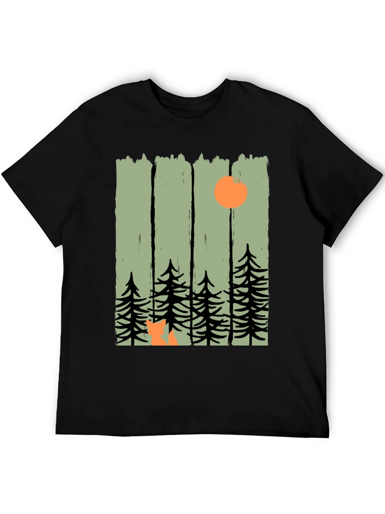 Black Nature Inspired Graphic Tee - Fox in the Forest view 5