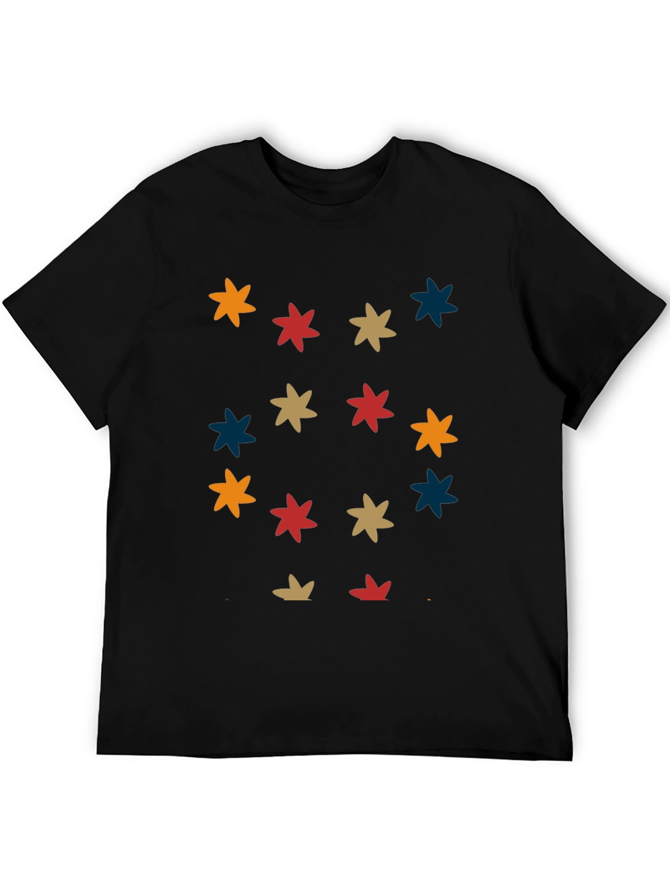 Black Retro Starburst Pattern Black T-Shirt view 5