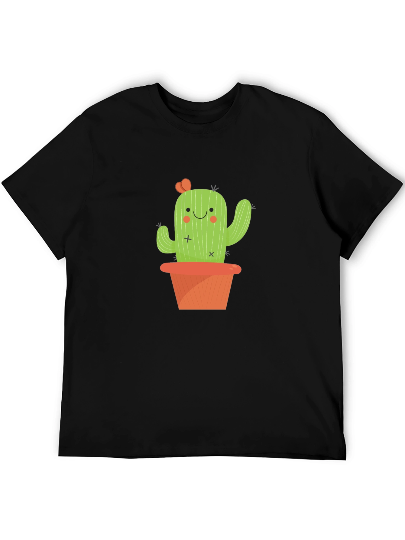 Black Cactus T-Shirt - Cute Potted Plant Design view 5