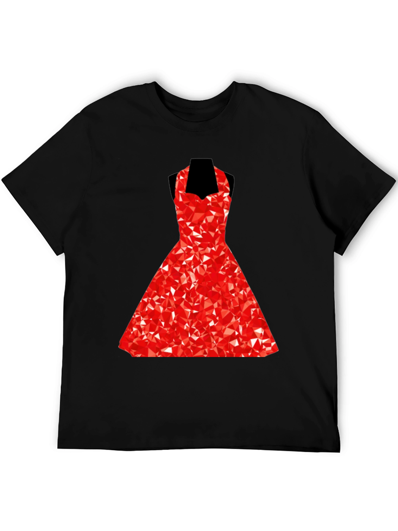 Black Geometric Red Dress Graphic T-Shirt view 5