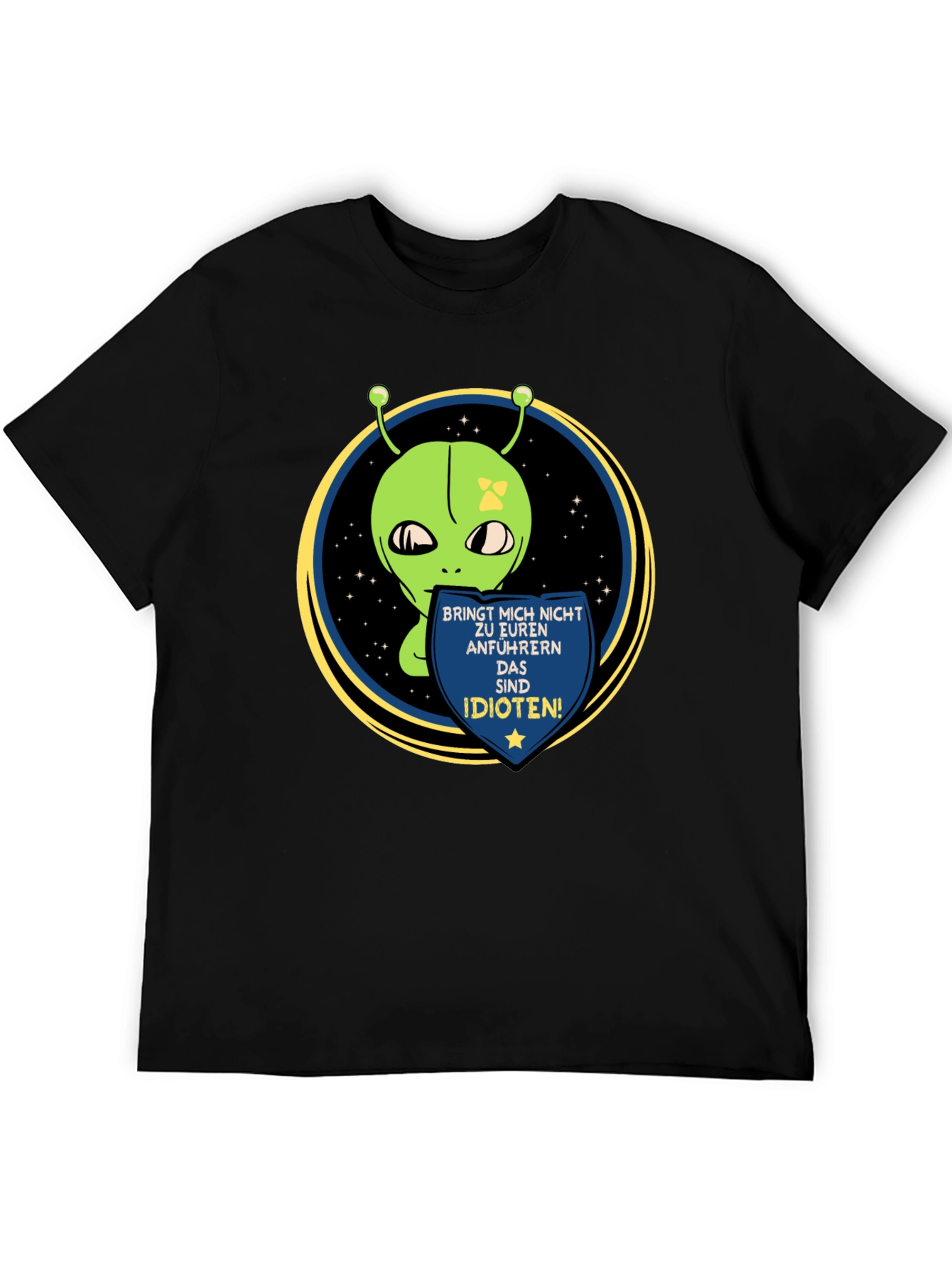 Black Alien Graphic T-Shirt - Funny Sci-Fi Design view 5