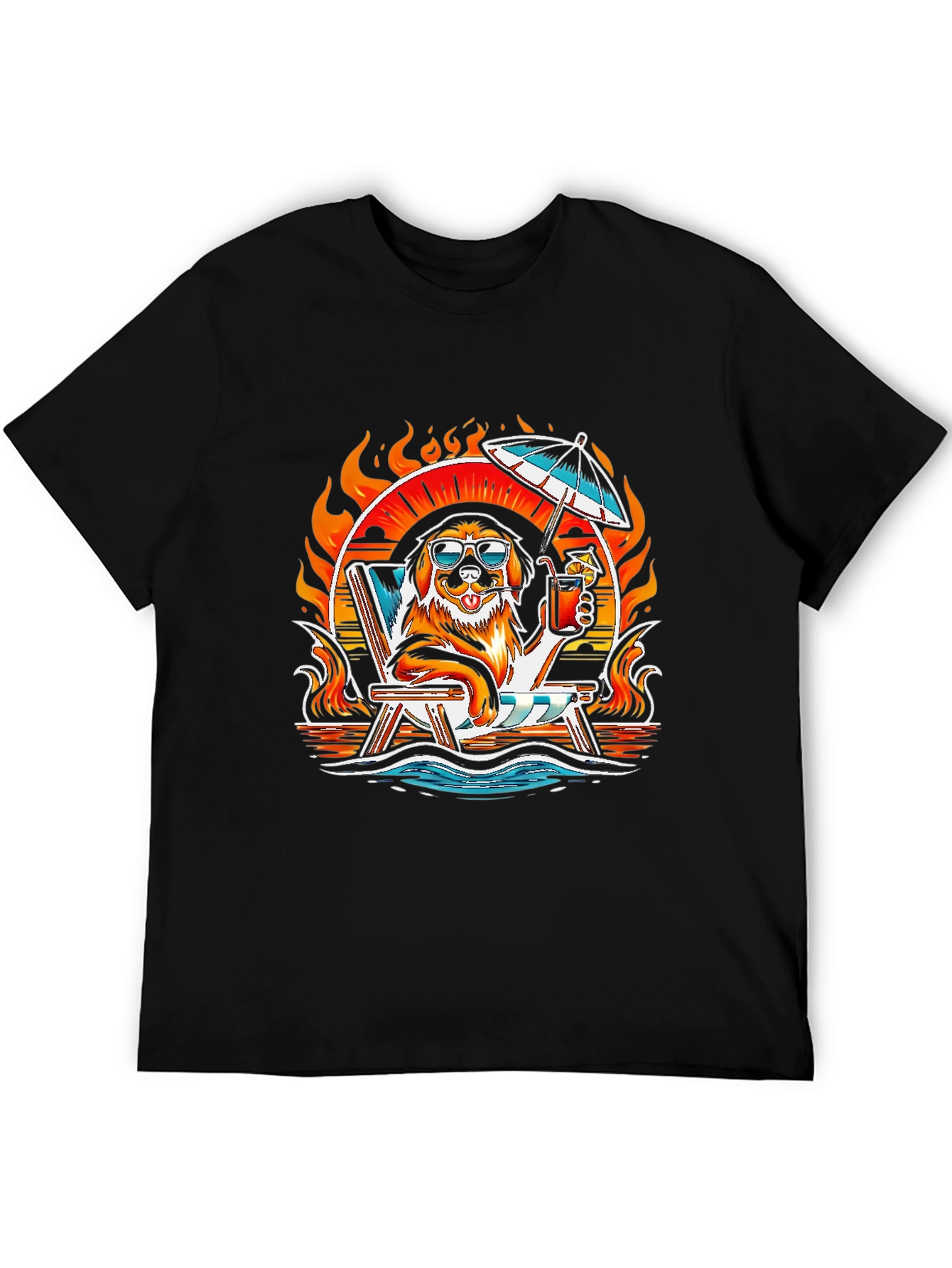 Black Dog Beach Vacation T-Shirt view 5