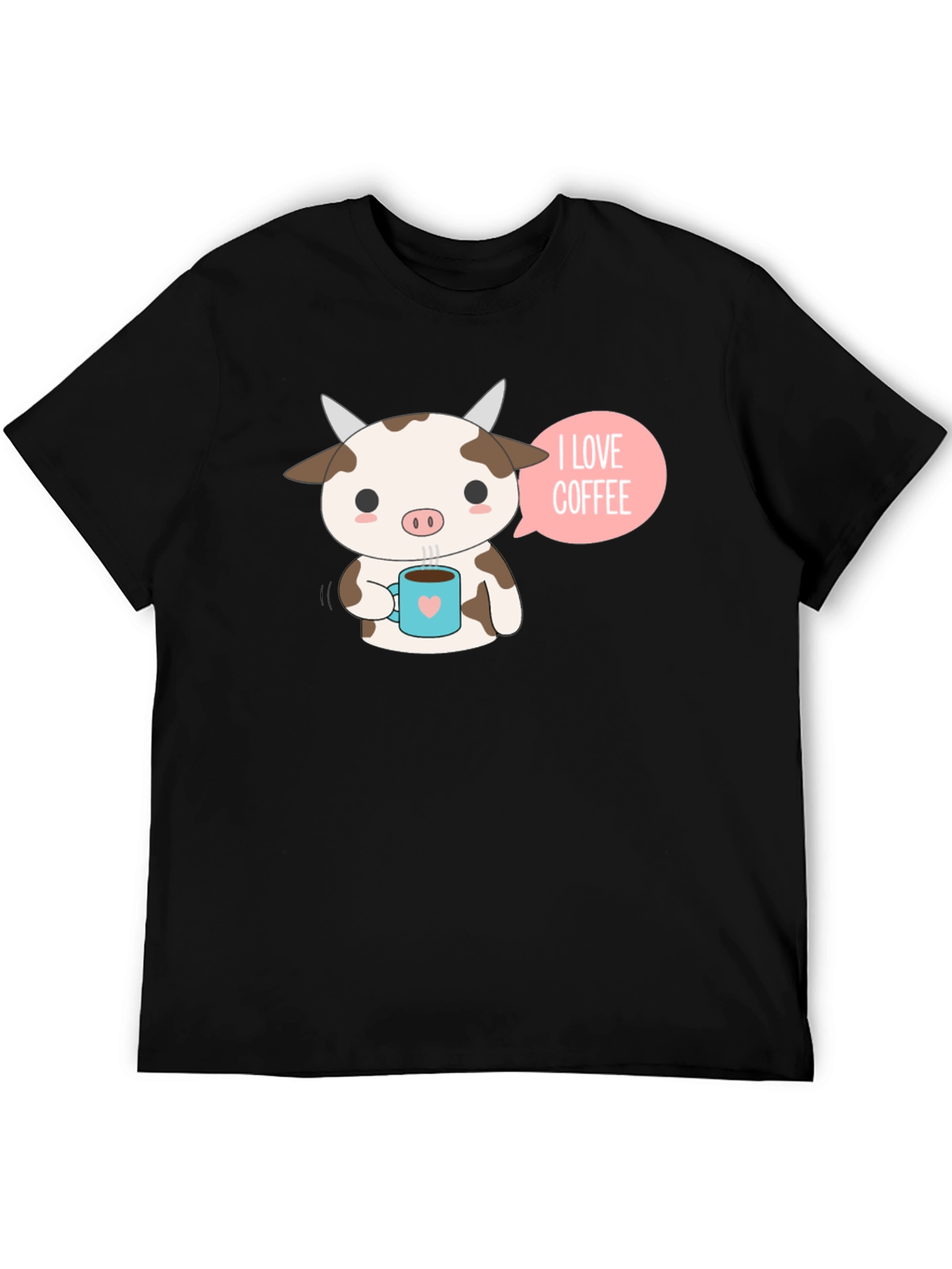 Black Cute Cow Coffee Lover Graphic T-Shirt view 5