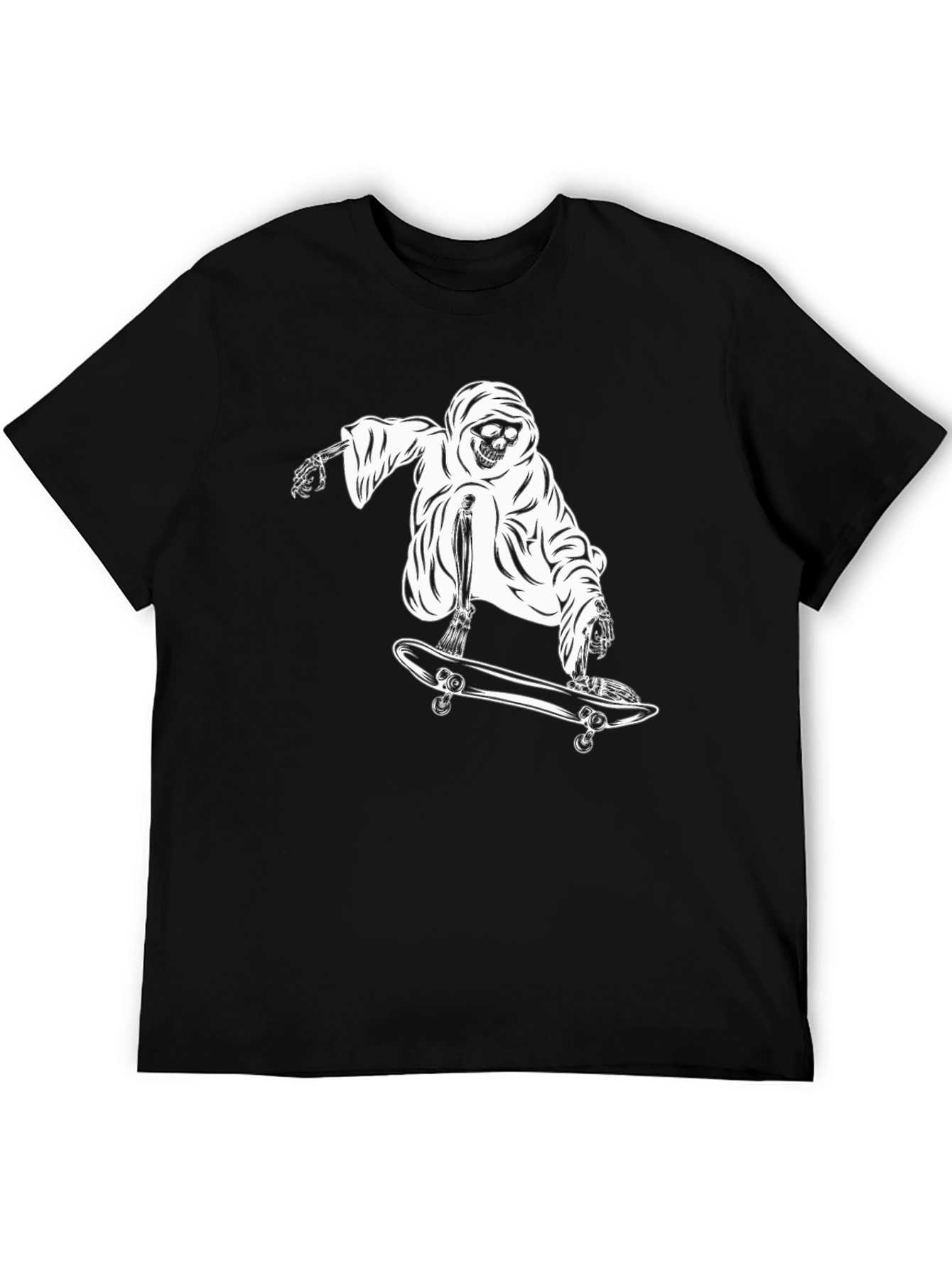 Black Skateboarding Skeleton T-Shirt - Cool Graphic Tee view 5