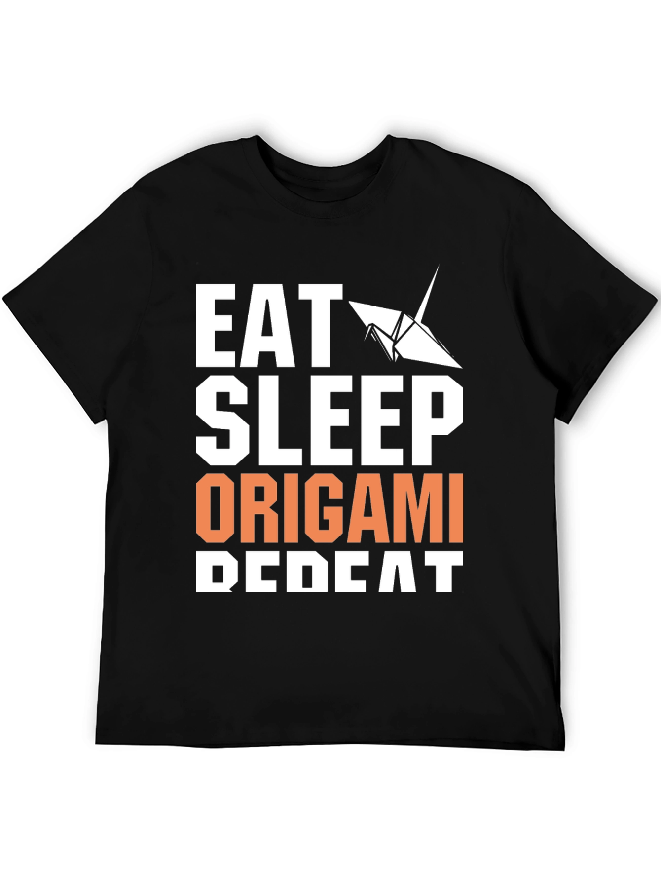 Black Eat Sleep Origami Repeat Graphic Tee view 5