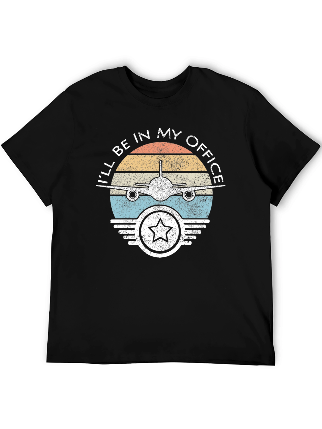 Black Pilot Office T-Shirt - Airplane Design view 5