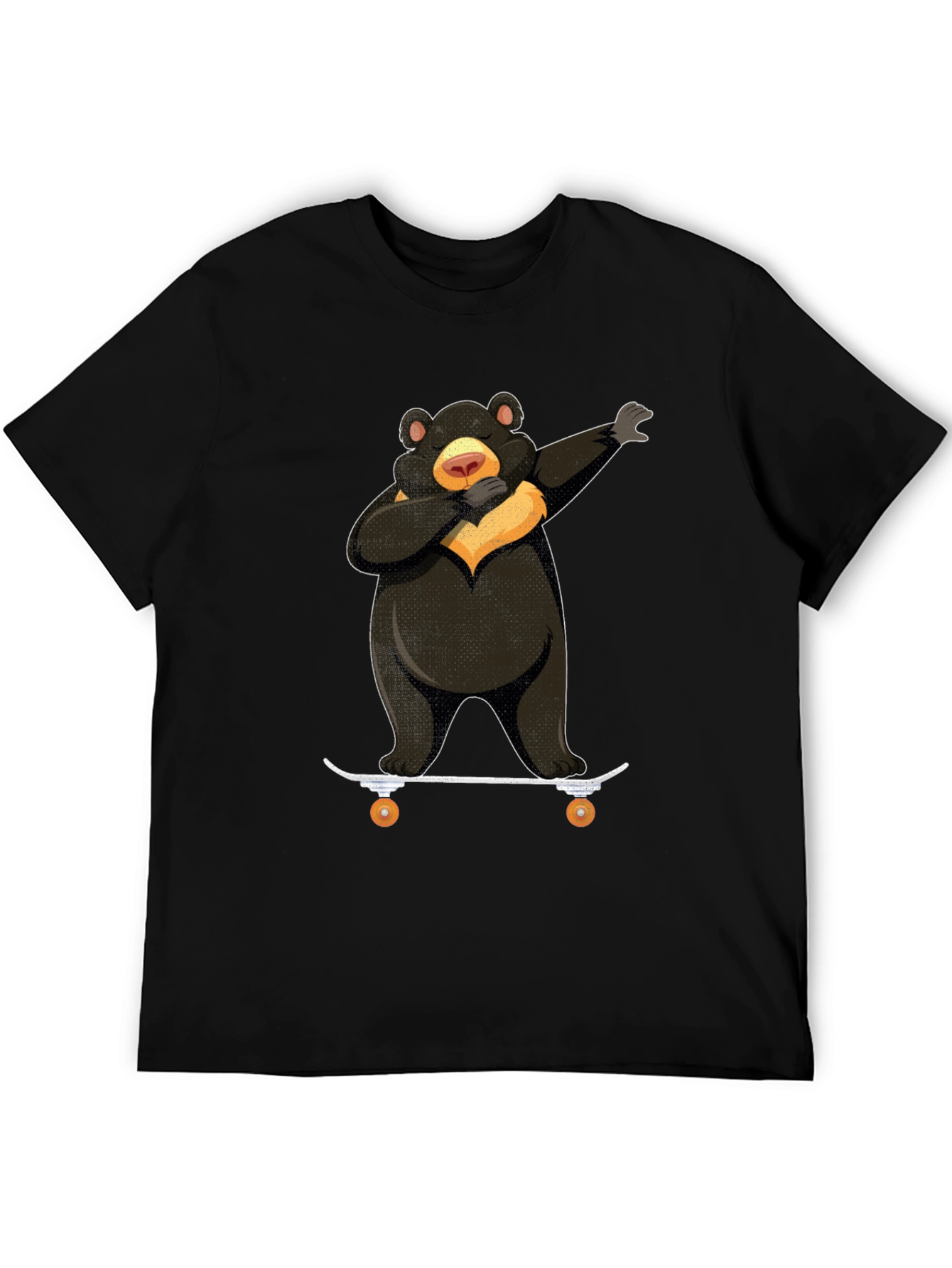 Black Dabbing Bear Skateboard Graphic T-Shirt view 5