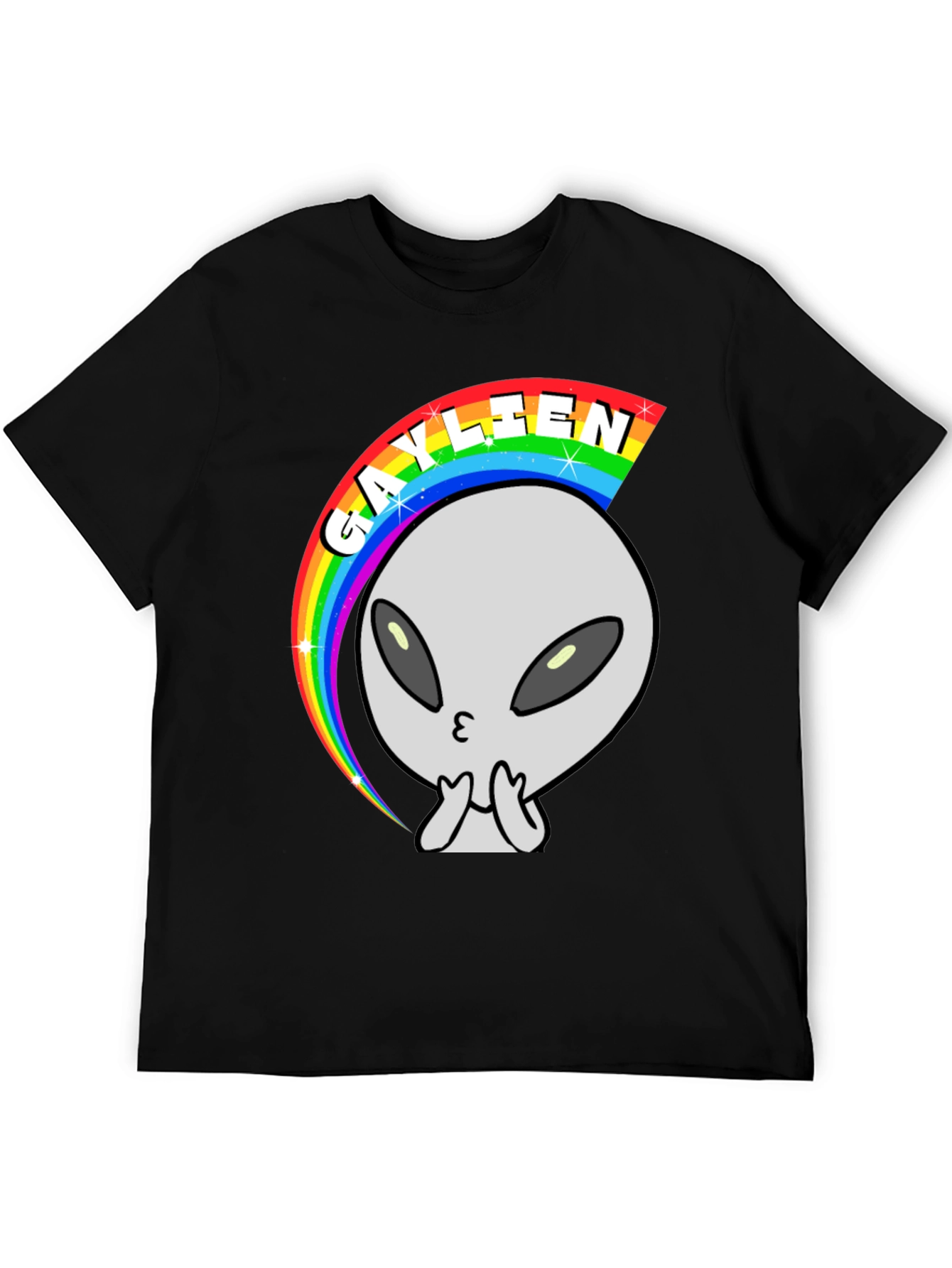 Black Gaylien Rainbow T-Shirt - Black view 5