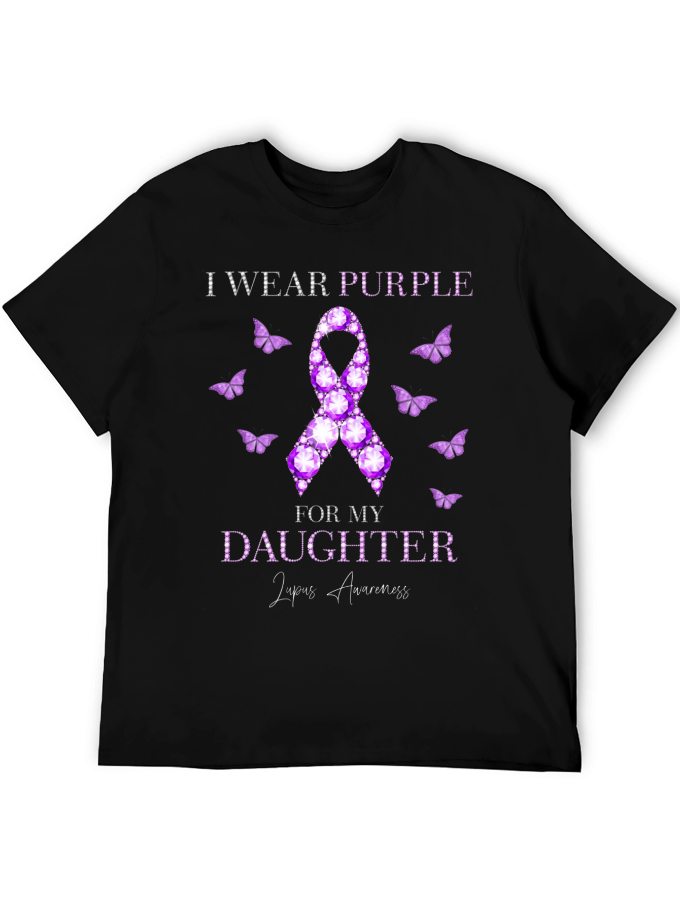 Black Purple Lupus Awareness Daughter T-Shirt view 5