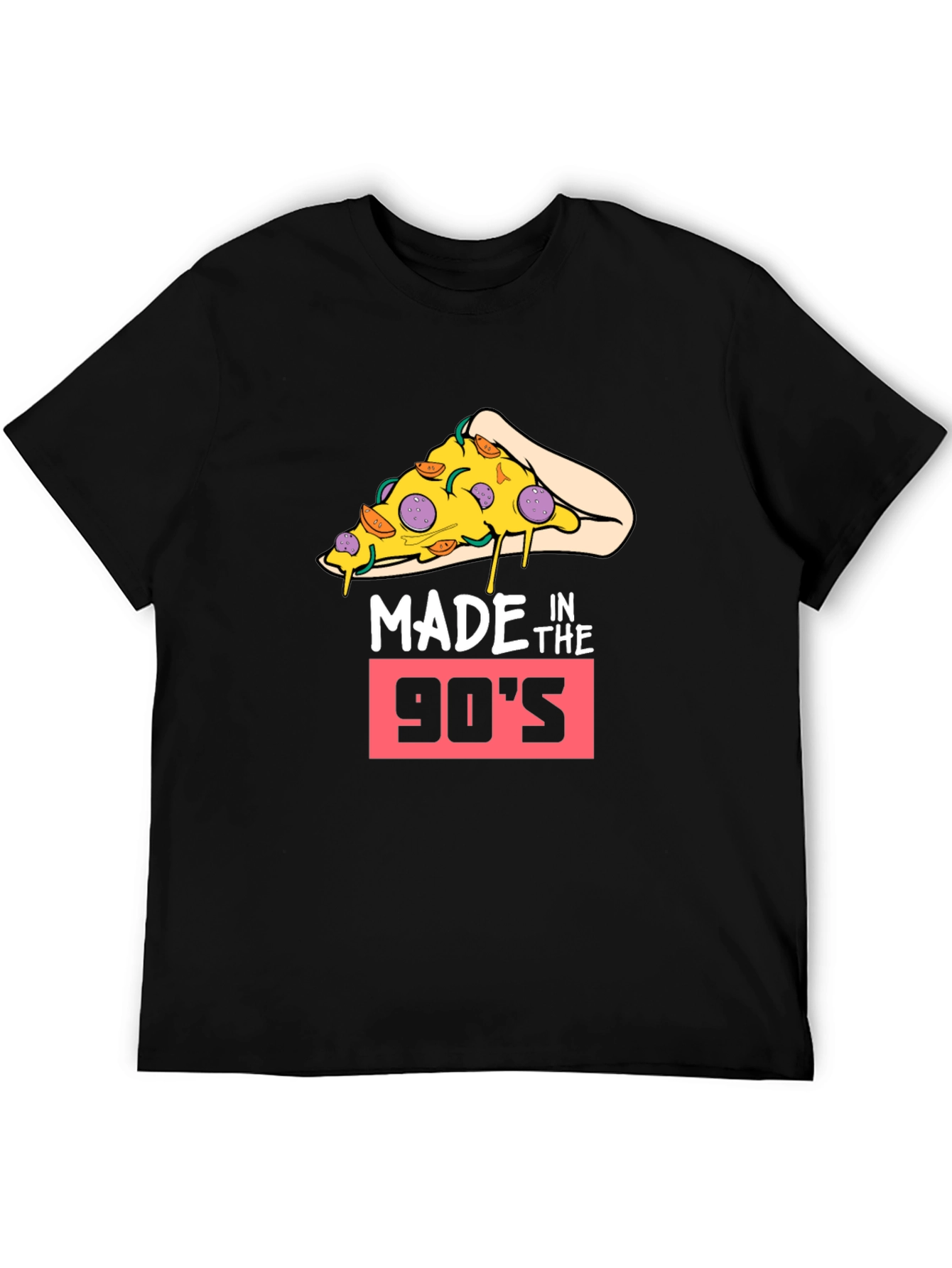 Black Made in the 90's Pizza Slice T-Shirt - Retro Style view 5