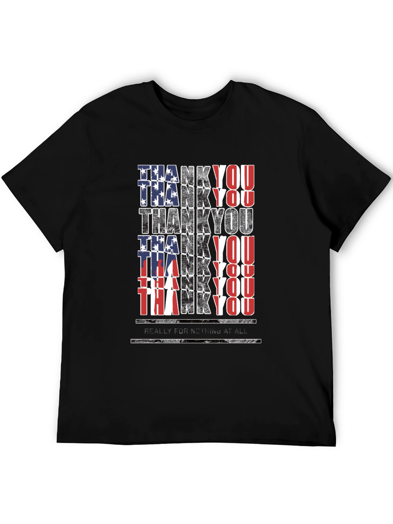 Black Patriotic Thank You T-Shirt - Men's Black Tee view 5