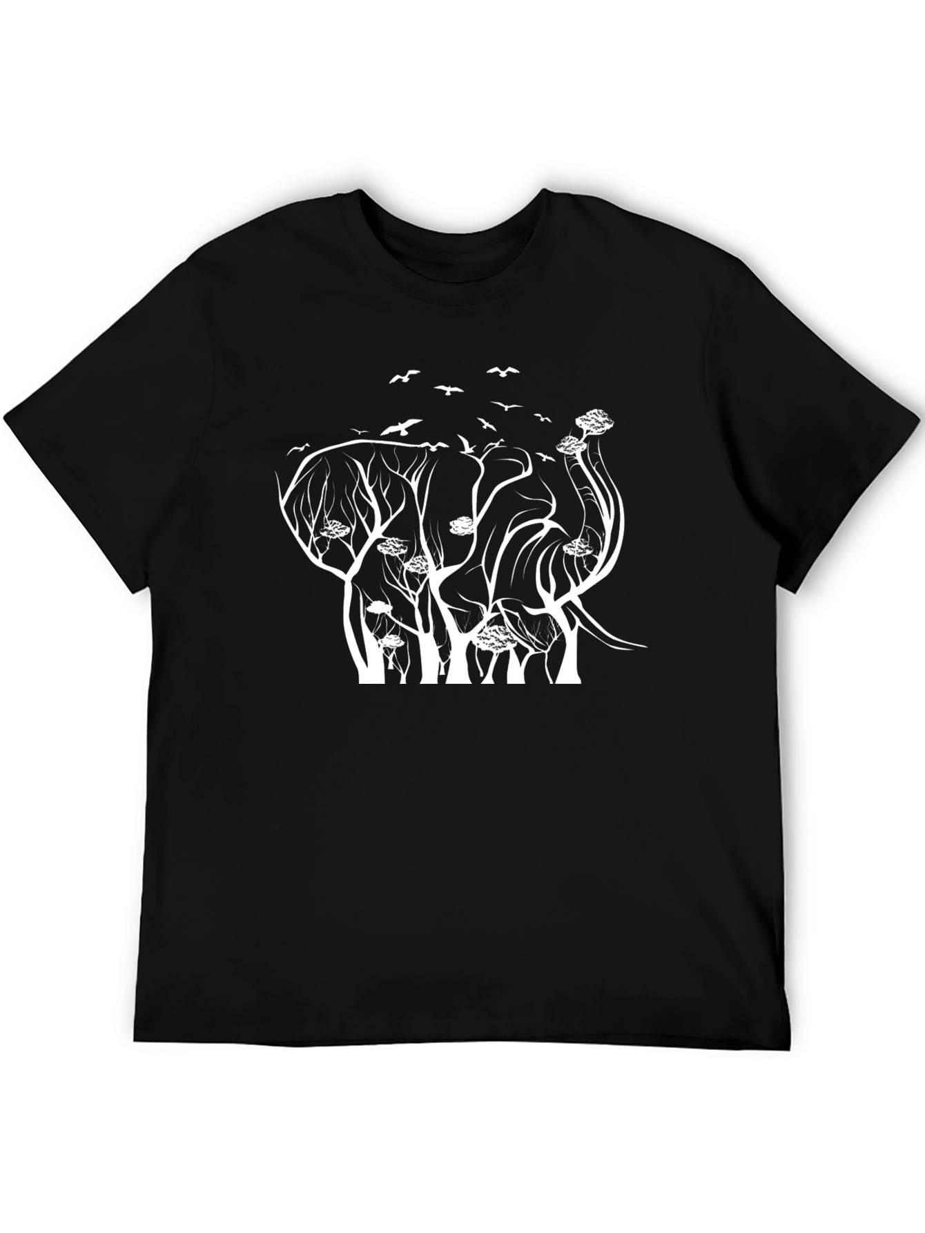 Black Elephant Tree Graphic Tee - Stylish Nature Print view 5