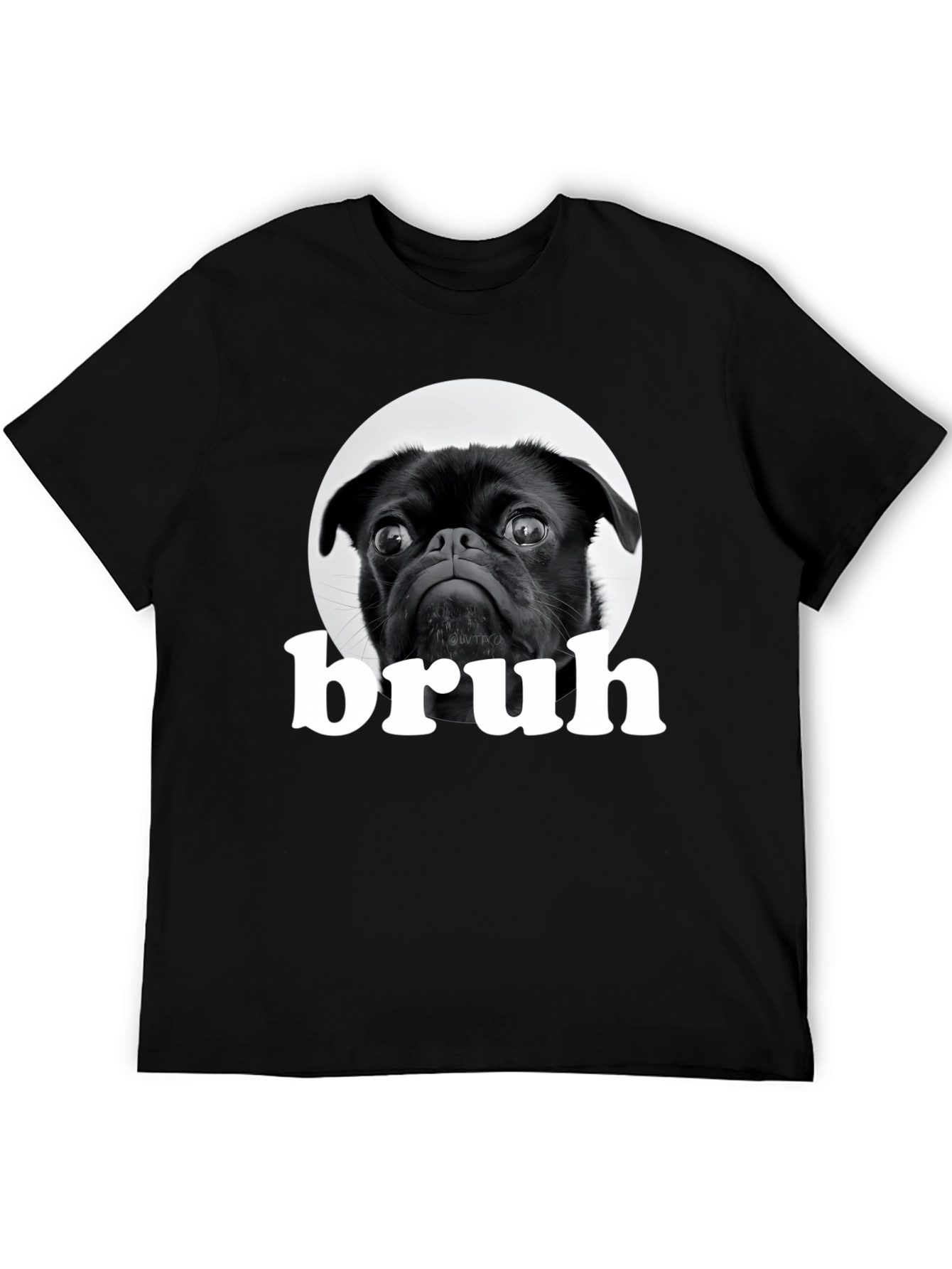 Black Black Pug "Bruh" Graphic T-Shirt view 5