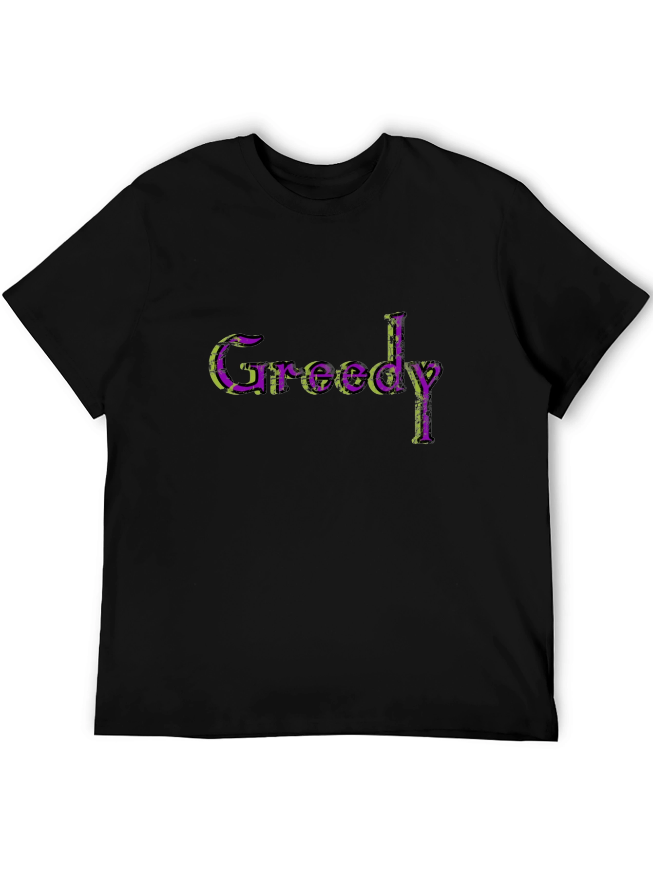 Black Greedy Graphic Print Crew Neck T-Shirt view 5