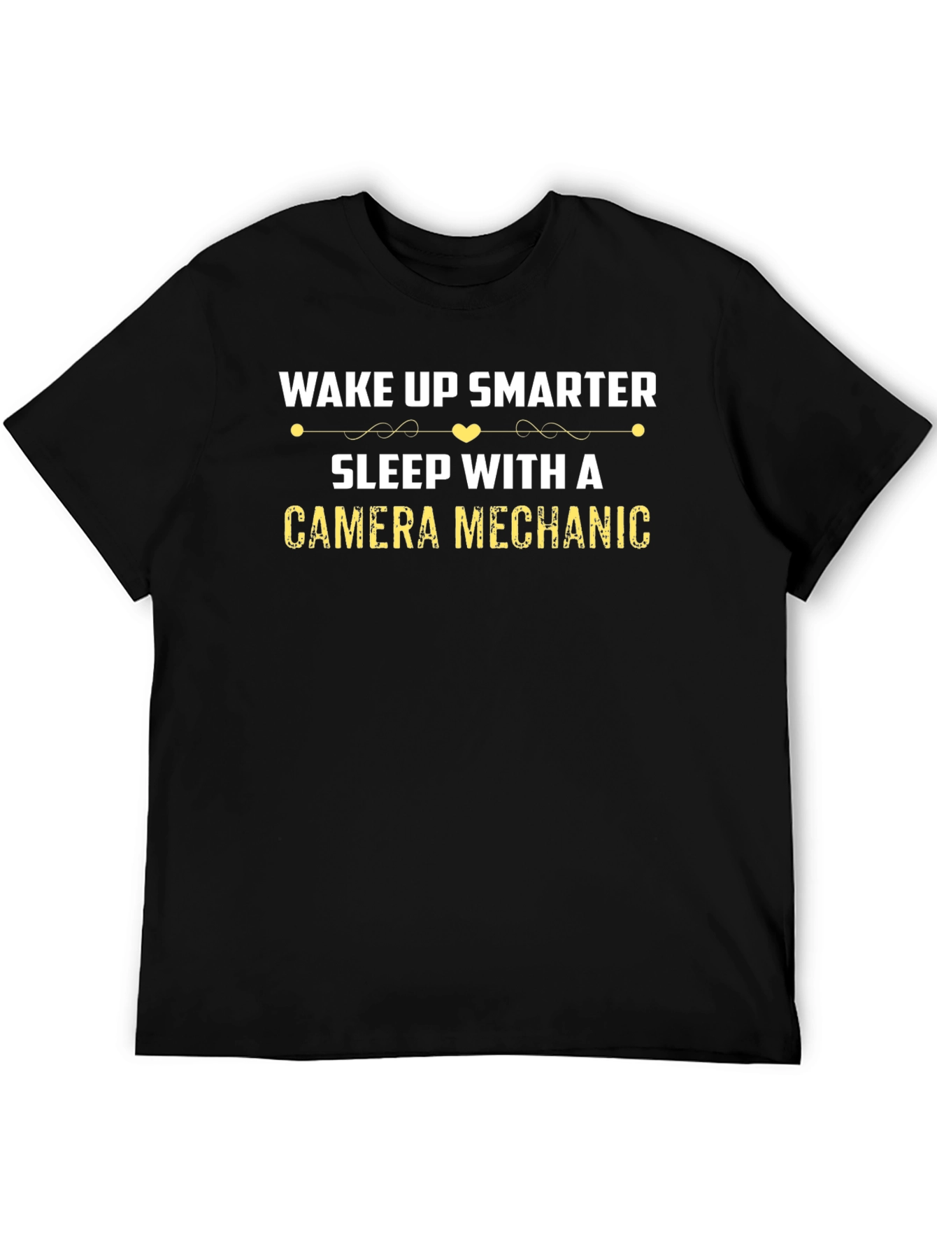 Black Wake Up Smarter Camera Mechanic Black T-Shirt view 5