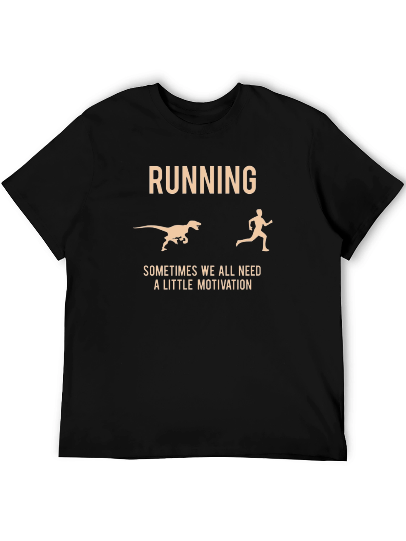Black Running Motivation T-Shirt: Dinosaur Chaser view 5