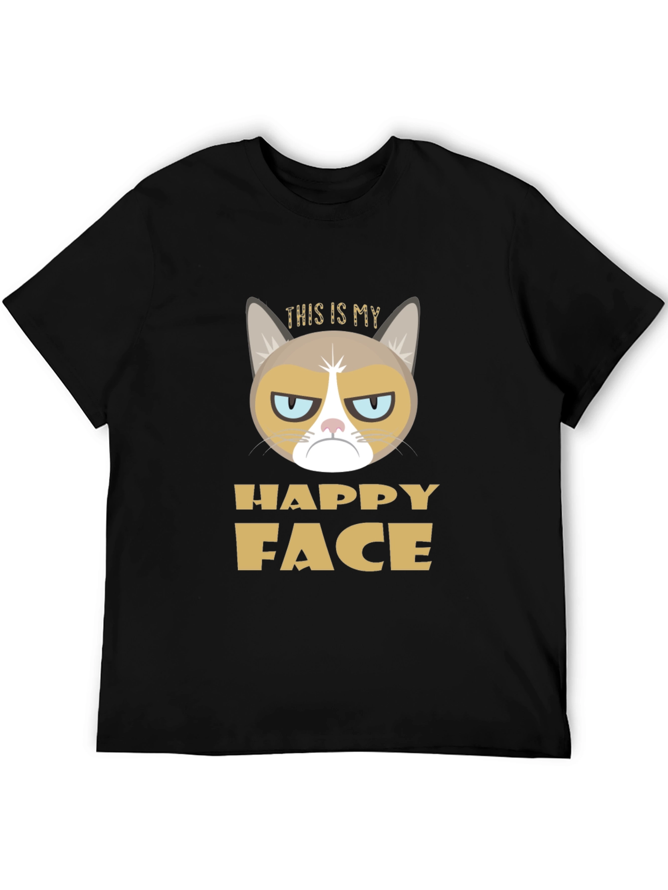 Black Grumpy Cat "This is My Happy Face" T-Shirt view 5