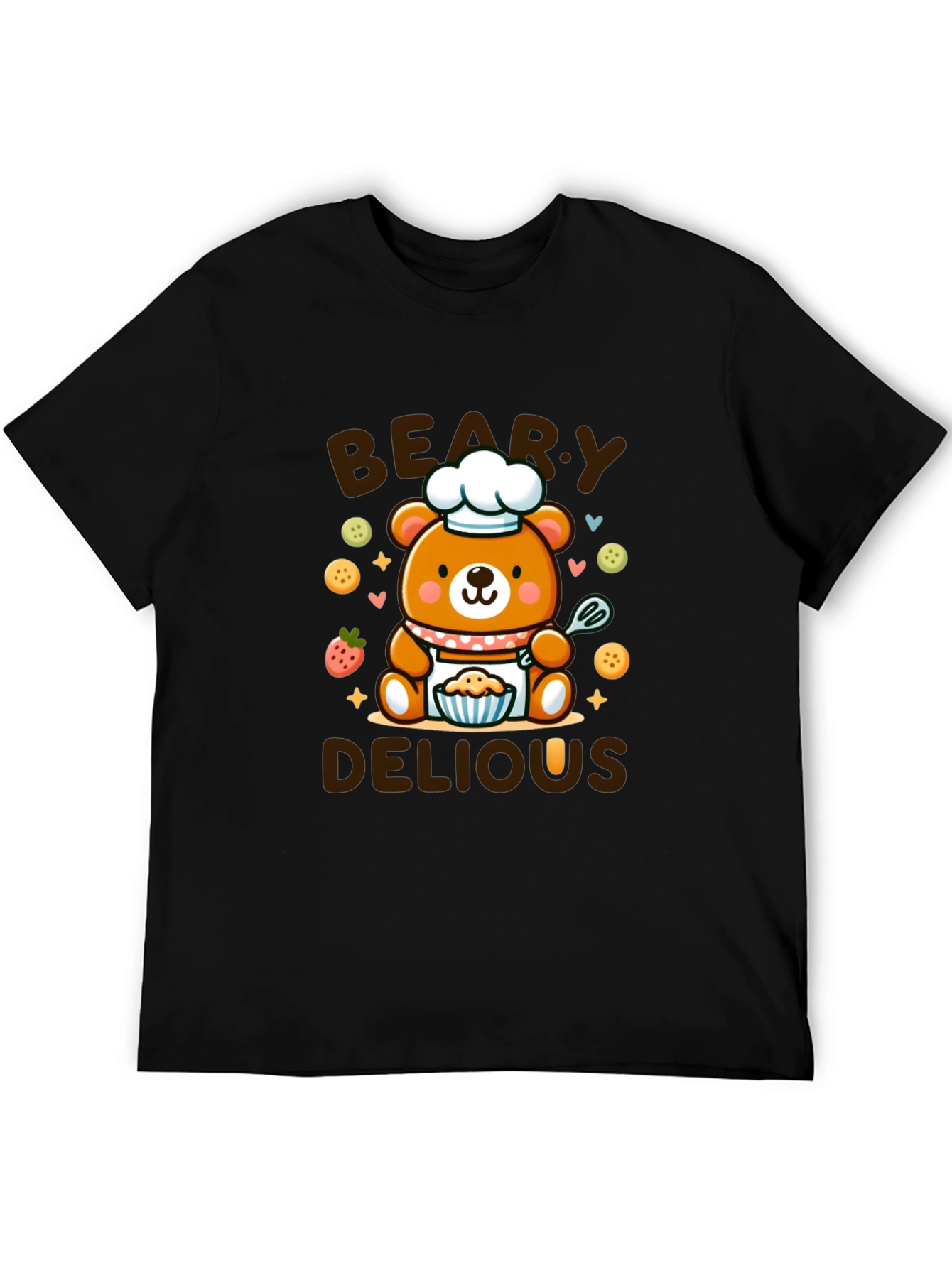 Black Beary Delious T-Shirt - Cute Chef Bear Design view 5