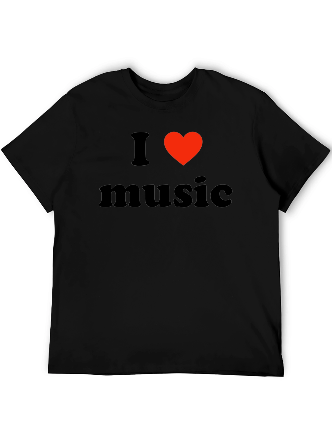 Black I Love Music Black T-Shirt view 5