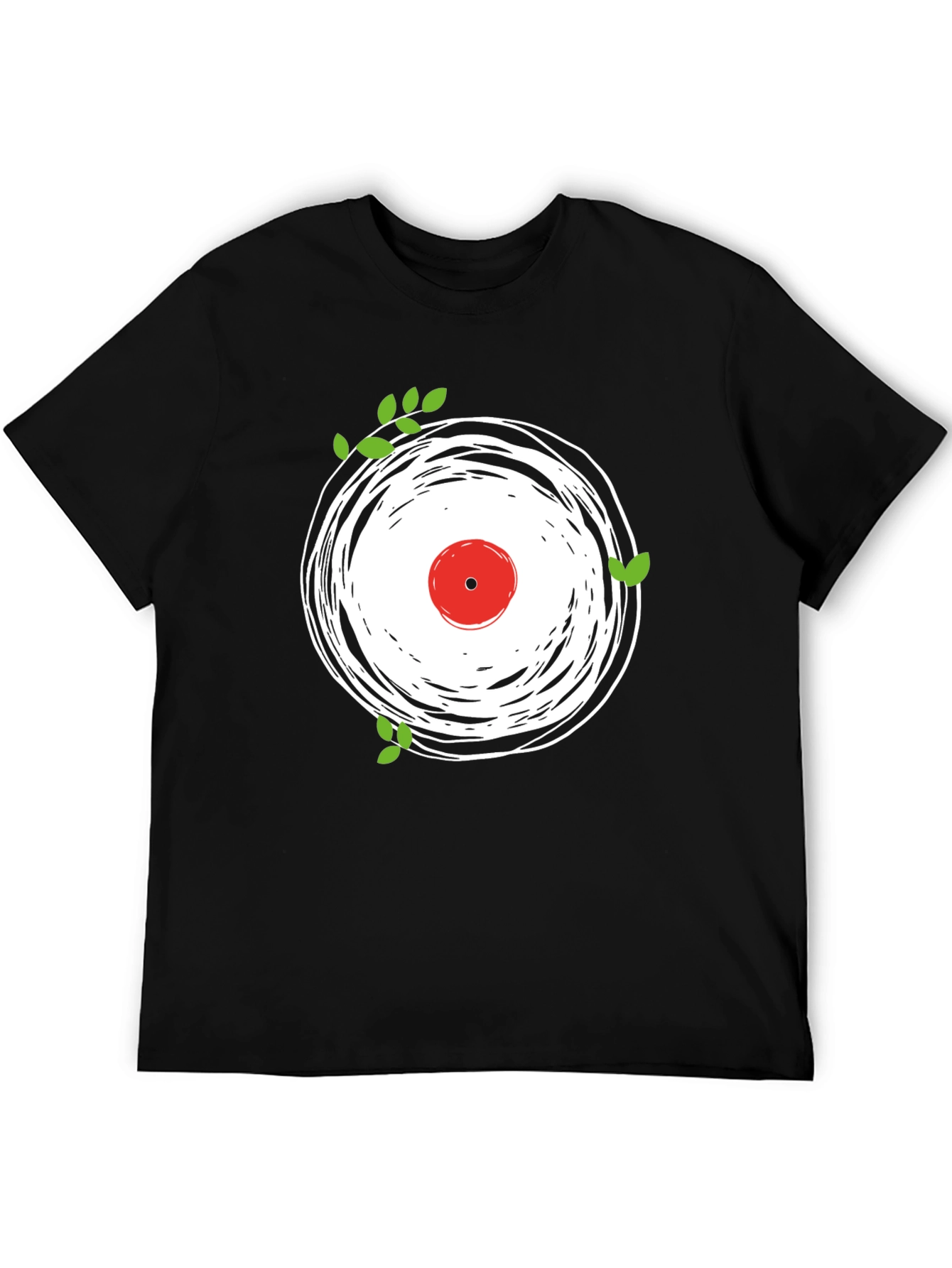 Black Vinyl Record Graphic Tee - Black Cotton Blend view 5