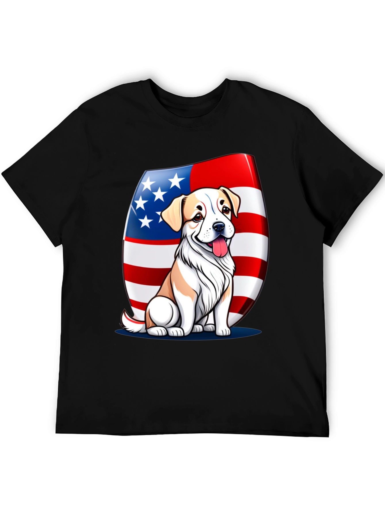 Black Patriotic Dog T-Shirt: USA Flag & Cute Pup view 5