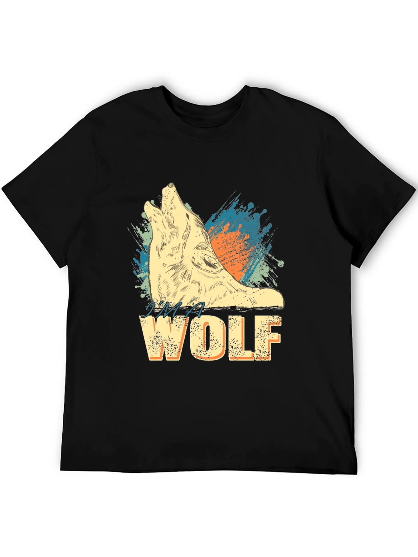 Black I'm A Wolf Graphic Print Crew Neck T-Shirt view 5