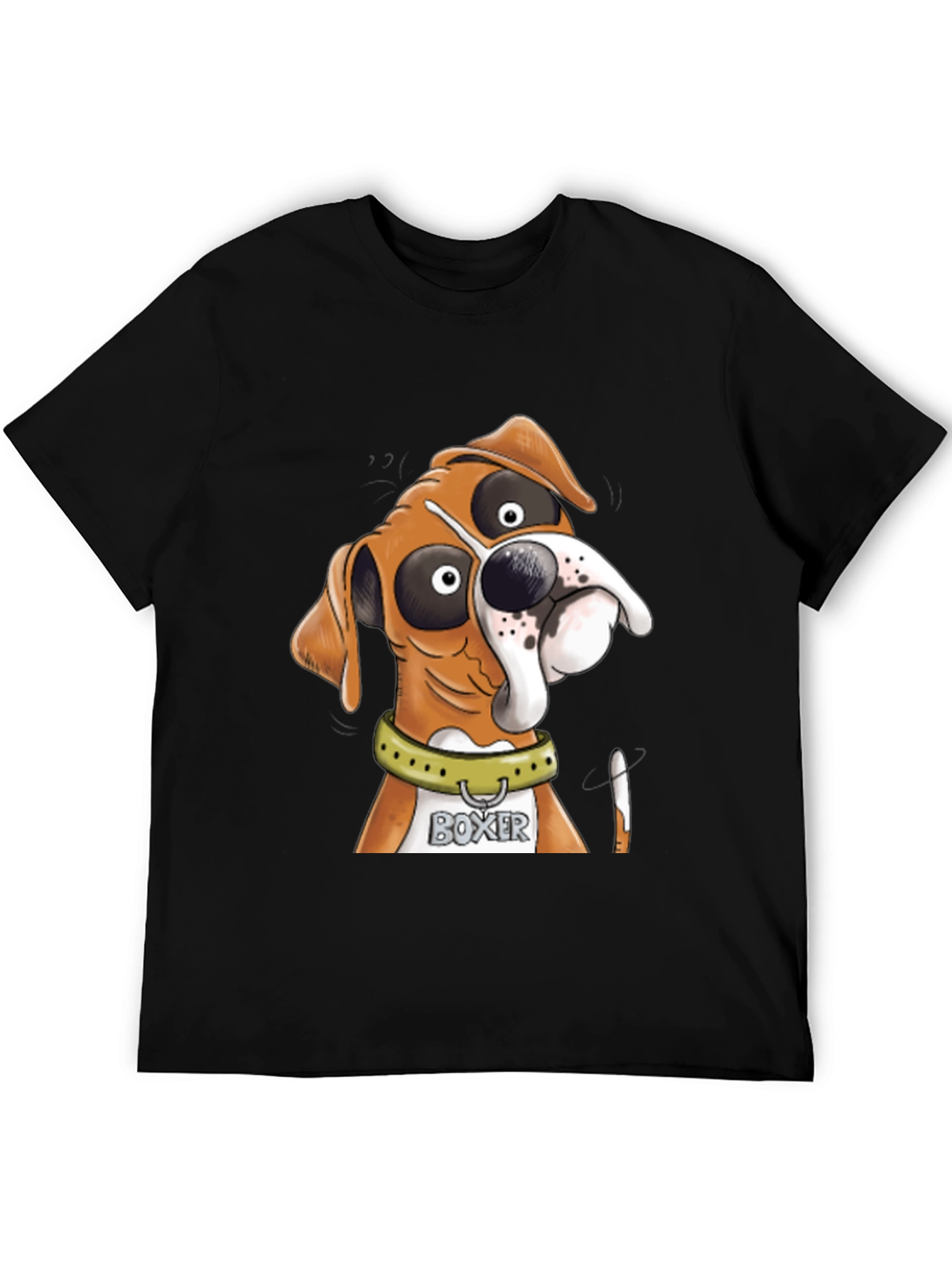 Black Boxer Dog Cartoon Graphic Tee - Unique Design view 5