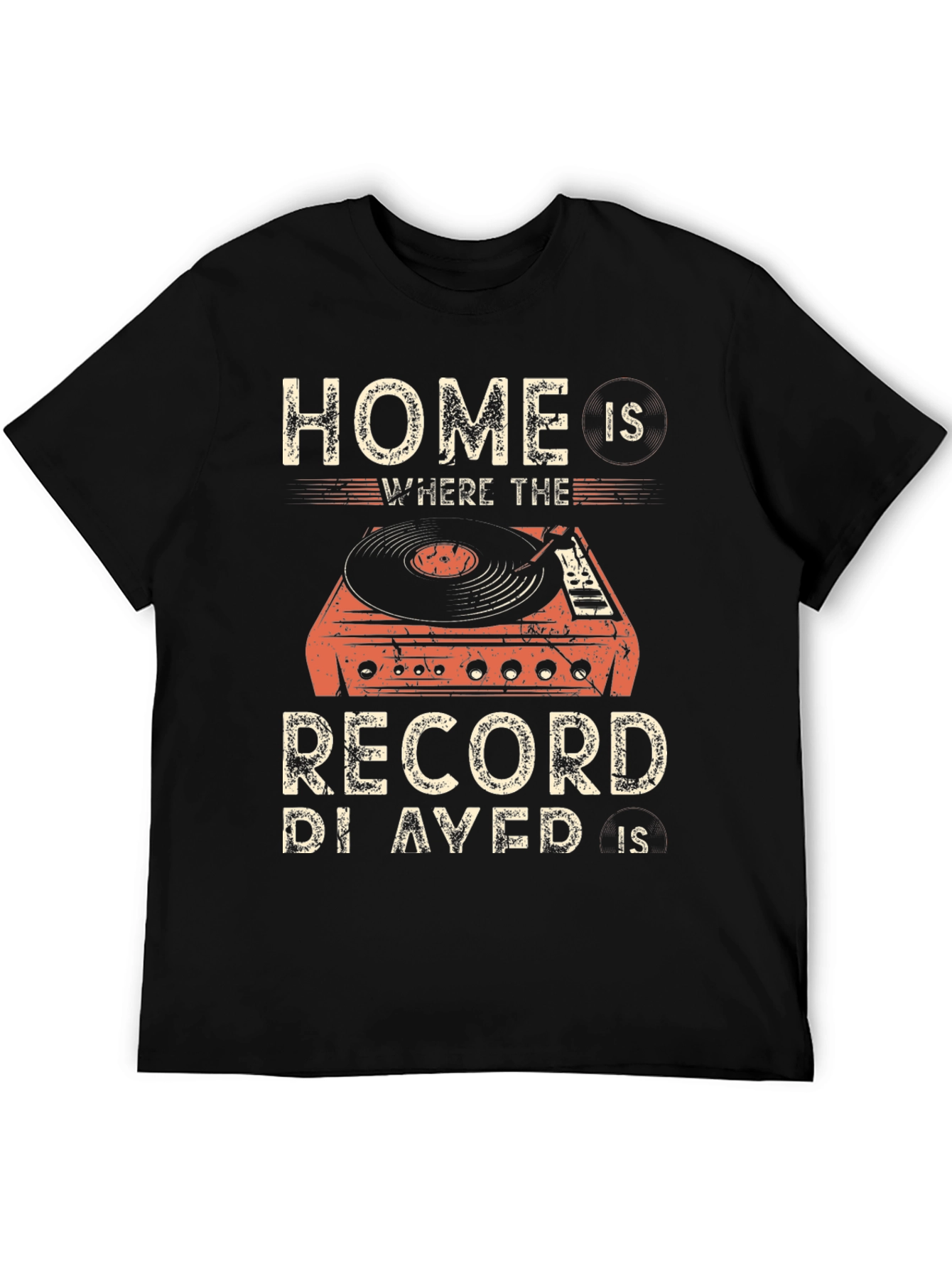 Black Home is Where the Record is Played T-Shirt view 5