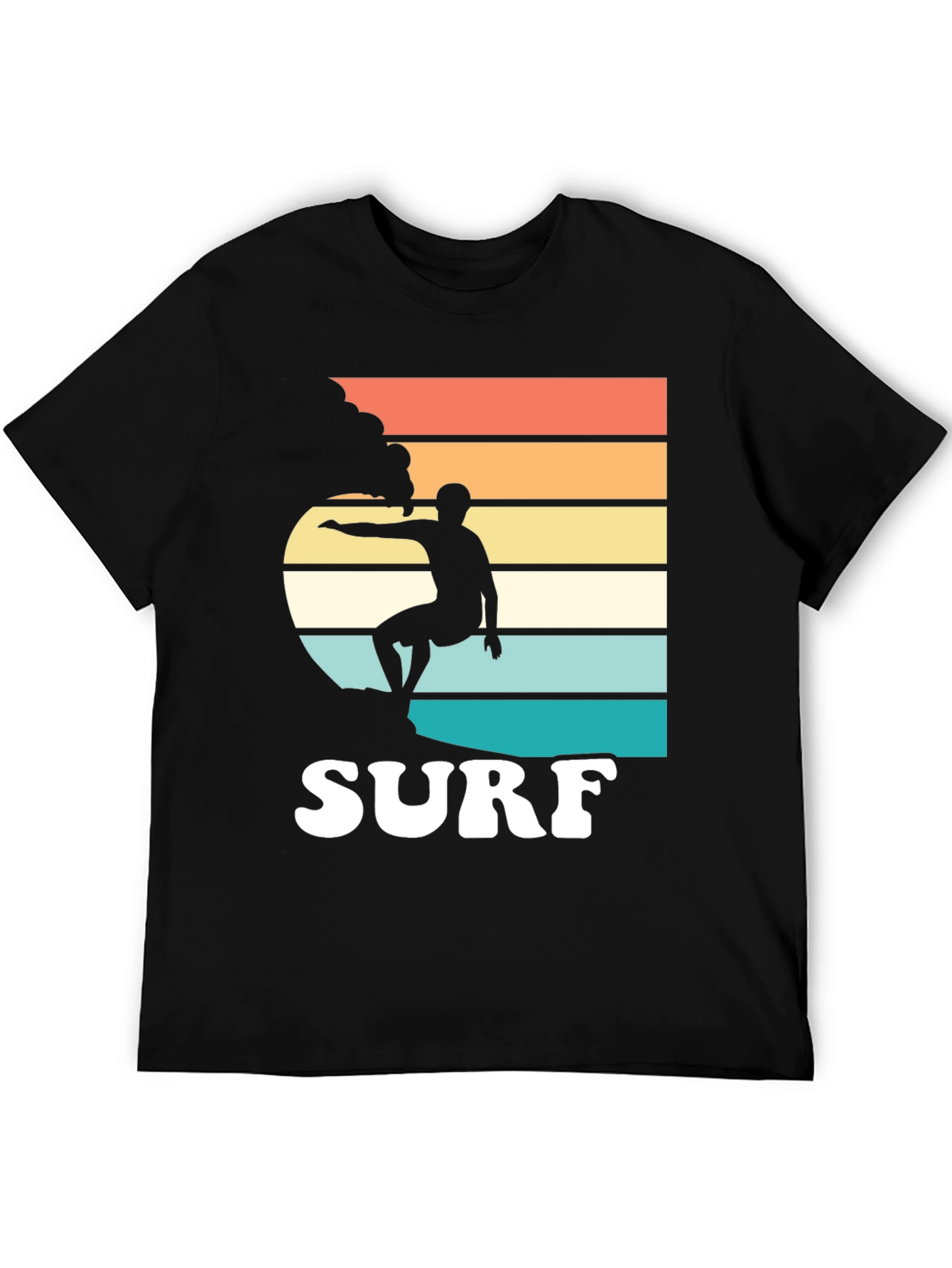 Black Retro Surf T-Shirt | Surfer Graphic Tee view 5