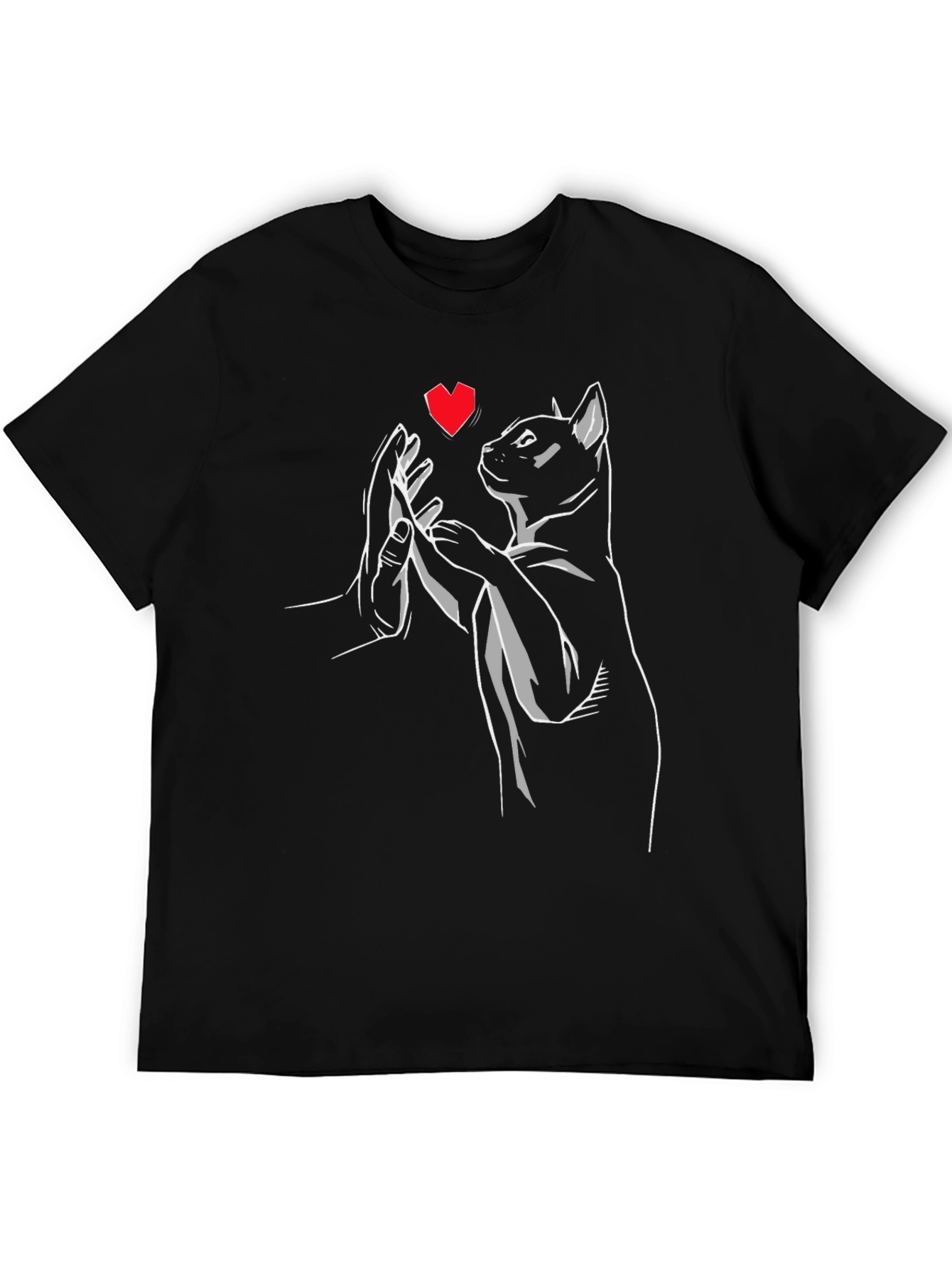 Black Cat High Five Graphic Tee - Black Cotton Blend view 5