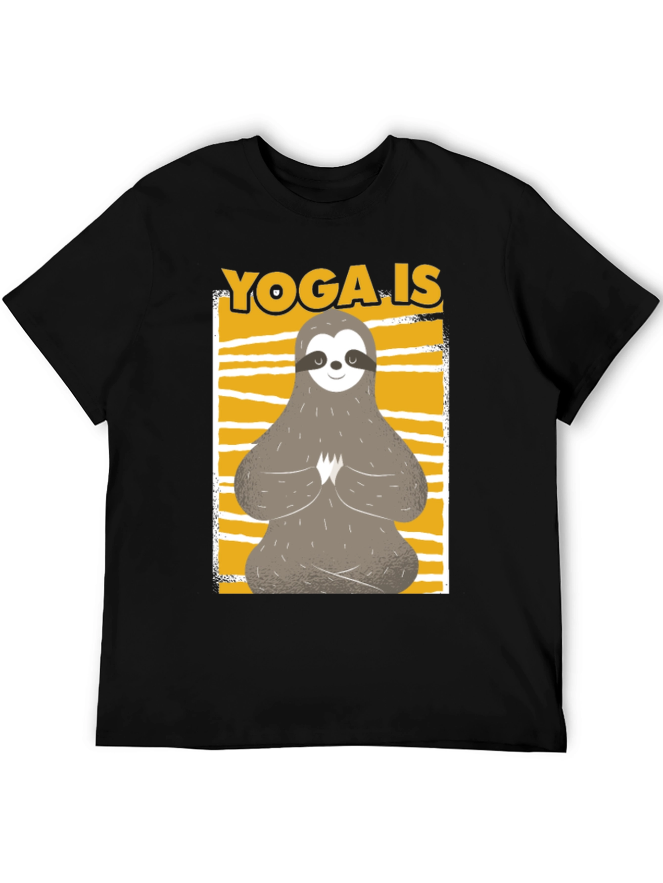 Black Yoga Sloth Graphic Tee - Relaxed Fit Black T-Shirt view 5